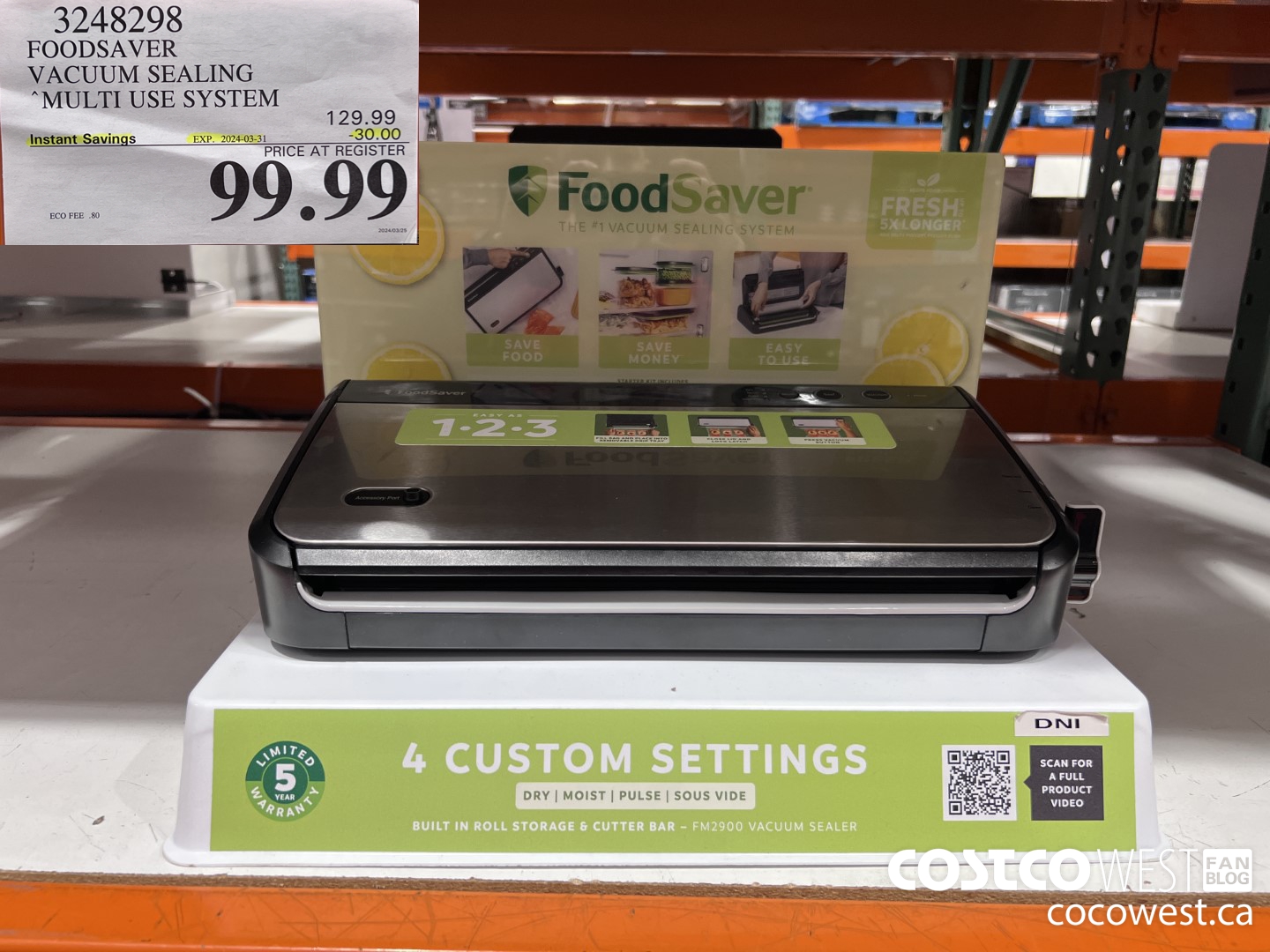 3248298 FOODSAVER VACUUM SEALING SYSTEM ($30.00 INSTANT SAVINGS EXPIRES ON 2024-03-31) $99.99