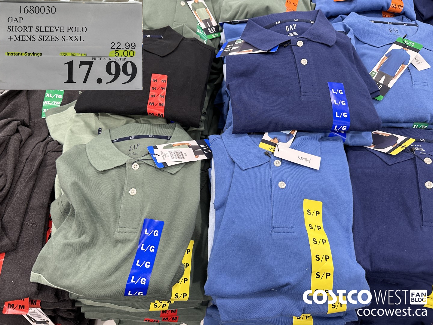 1680030 GAP SHORT SLEEVE POLO MENS SIZES S-XXL ($5.00 INSTANT SAVINGS EXPIRES ON 2024-03-24) $17.99