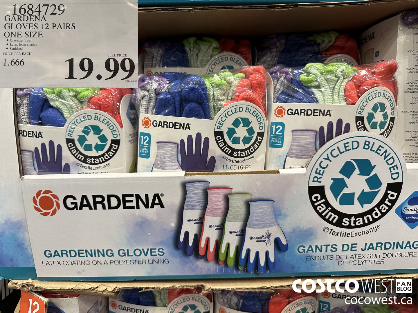 1684729 GARDENA GLOVES PACK OF 12 ONE SIZE $19.99