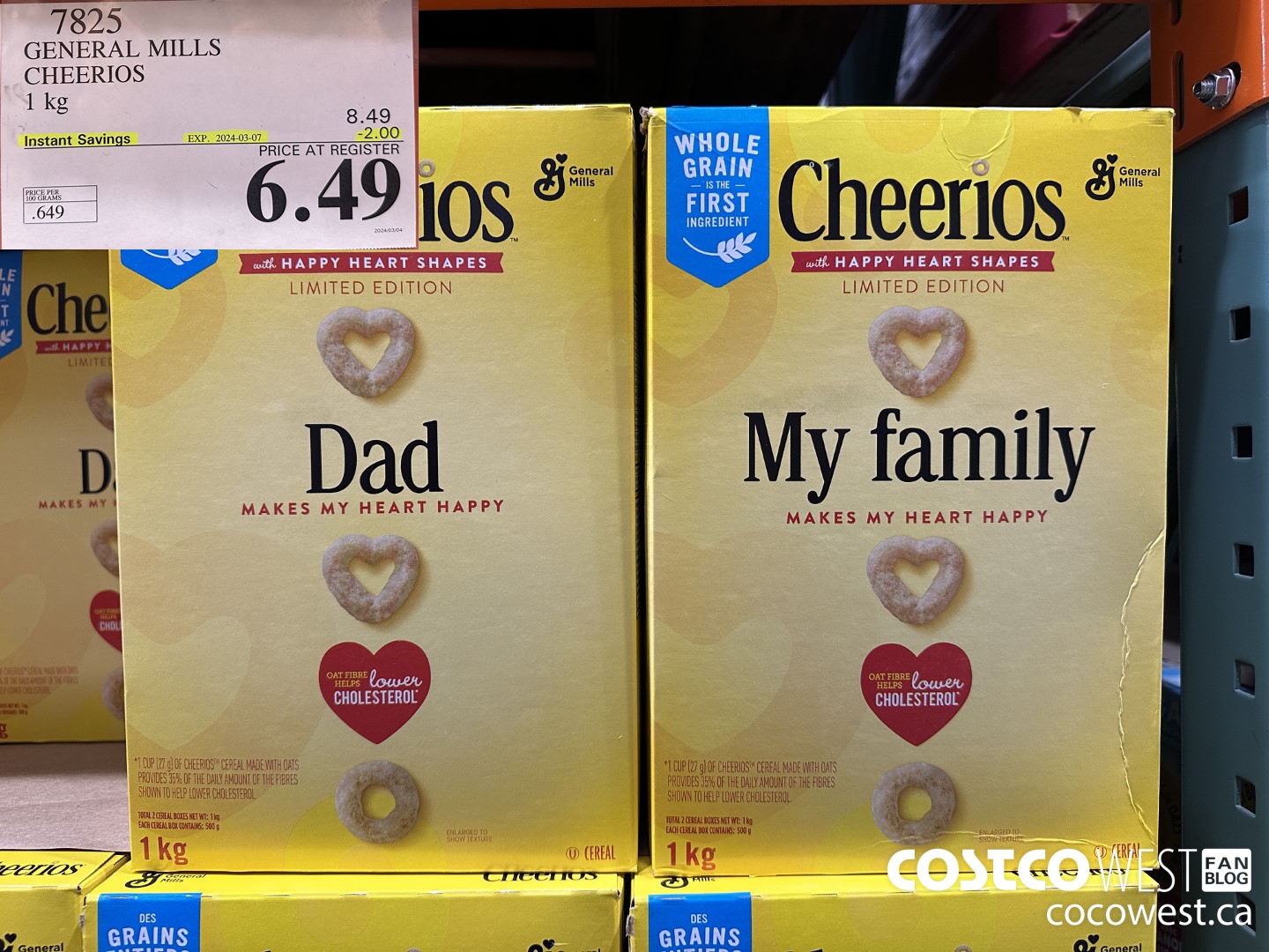 7825 GENERAL MILLS CHEERIOS 1 kg ($2.00 INSTANT SAVINGS EXPIRES ON 2024-03-07) $6.49