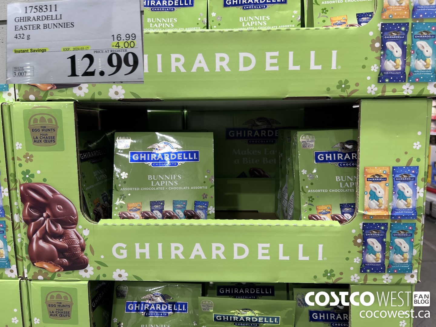 1758311 GHIRARDELLI EASTER BUNNIES 432 G ($4.00 INSTANT SAVINGS EXPIRES ON 2024-03-17) $12.99