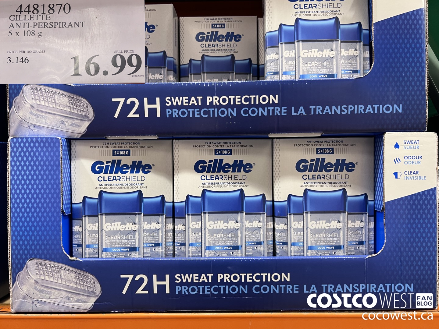 4481870 GILLETTE ANTI-PERSPIRANT 5 x 108 g $16.99