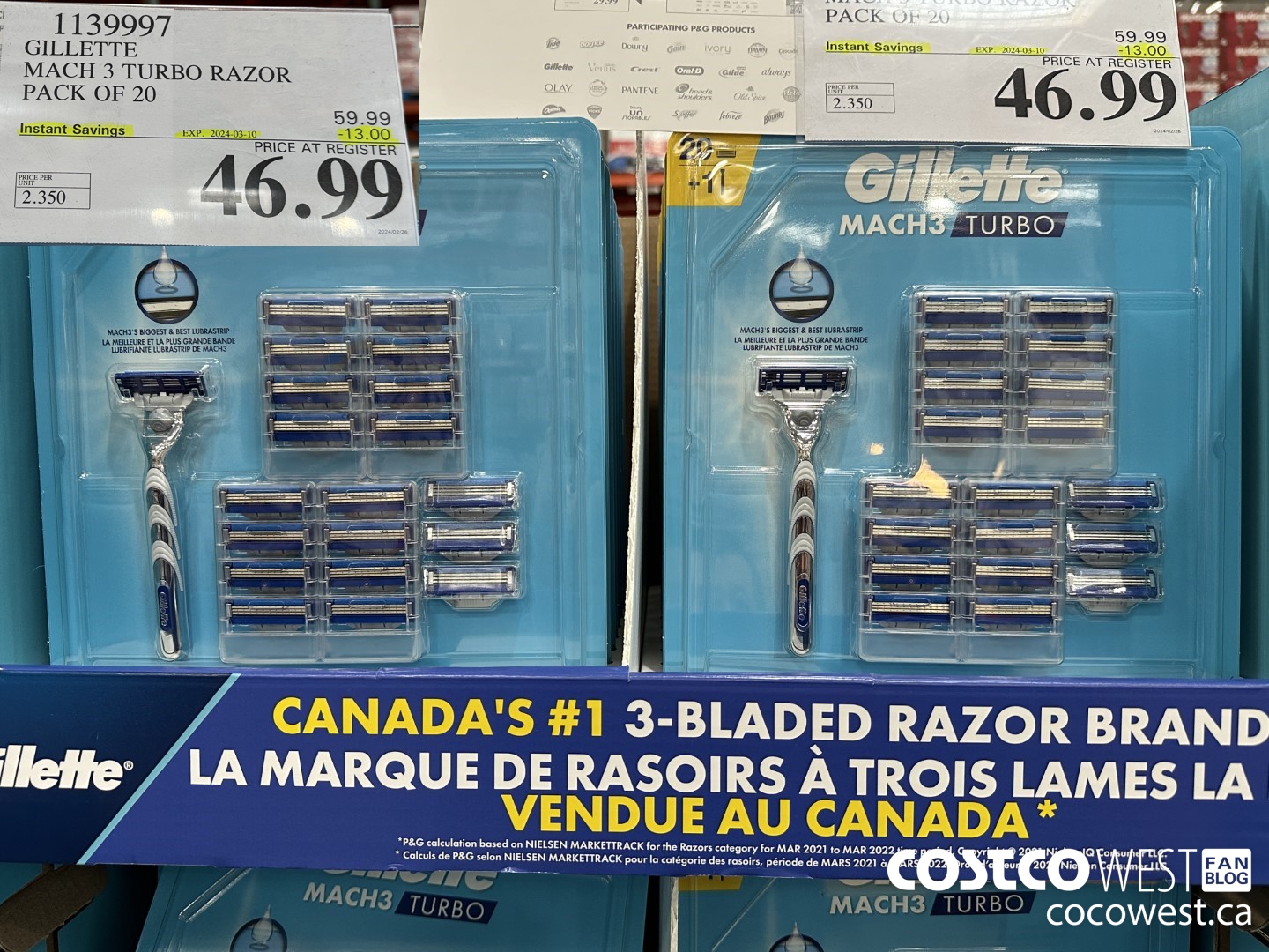 1139997 GILLETTE MACH3 TURBO RAZOR + 20 CARTRIDGES ($13.00 INSTANT SAVINGS EXPIRES ON 2024-03-10) $46.99