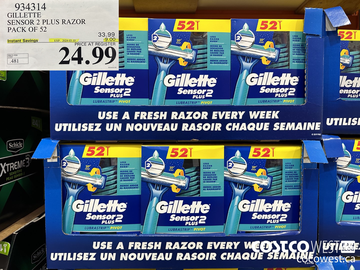 934314 GILLETTE SENSOR 2 PLUS DISPOSABLE RAZORS PACK OF 52 ($9.00 INSTANT SAVINGS EXPIRES ON 2024-03-10) $24.99