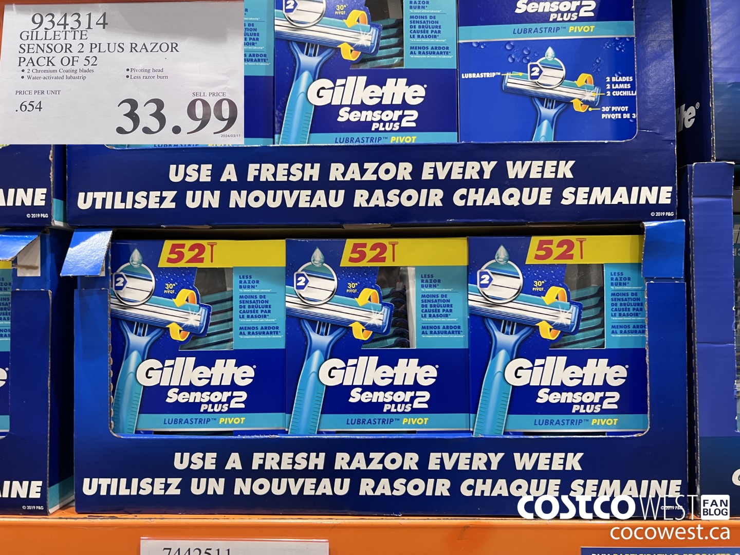 934314 GILLETTE SENSOR 2 PLUS RAZOR PACK OF 52 $33.99