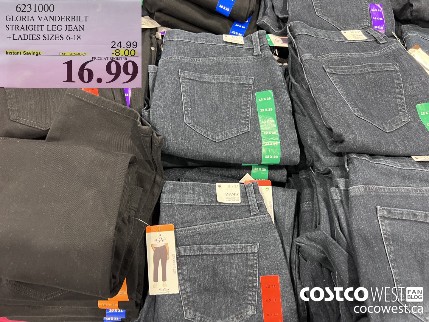 6231000 GLORIA VANDERBILT STRAIGHT LEG JEAN LADIES SIZES 6-18 ($8.00 INSTANT SAVINGS EXPIRES ON 2024-03-24) $16.99