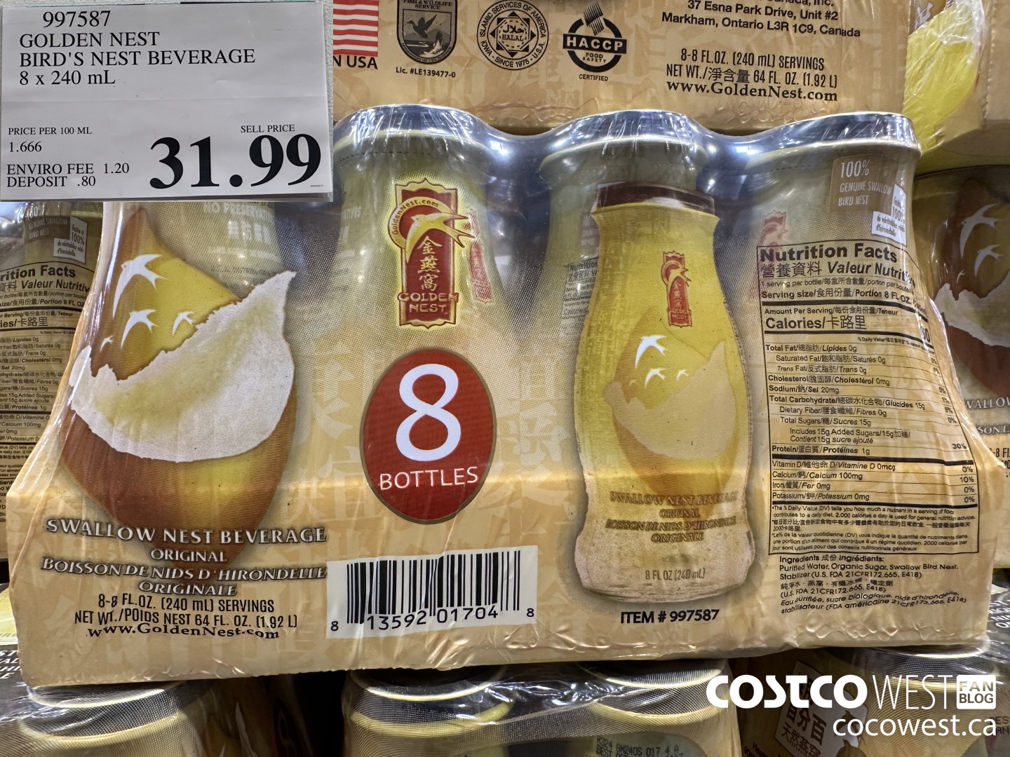 997587 GOLDEN NEST BIRD'S NEST BEVERAGE 8 x 240 mL $31.99