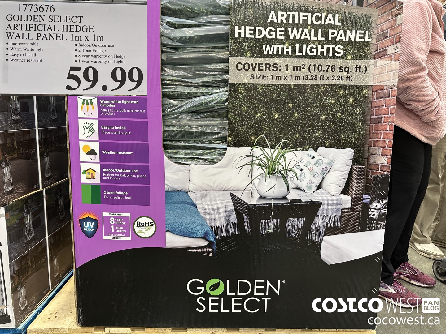 1773676 GOLDEN SELECT ARTIFICIAL HEDGE WALL PANEL 1M X 1M $59.99