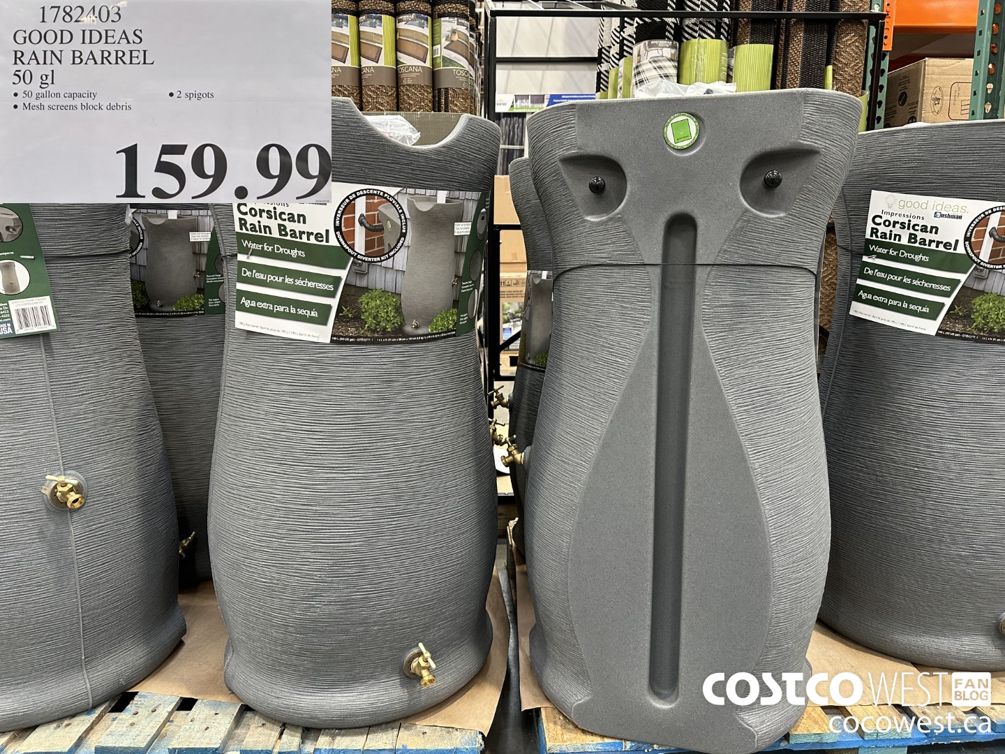 1782403 GOOD IDEAS RAIN BARREL 50 GL $159.99
