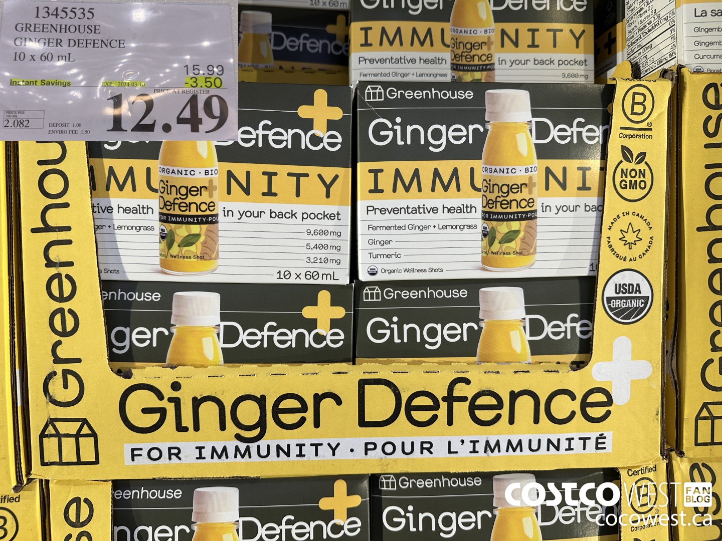 1345535 GREENHOUSE GINGER DEFENCE 10 X 60 ML ($3.50 INSTANT SAVINGS EXPIRES ON 2024-03-10) $12.49