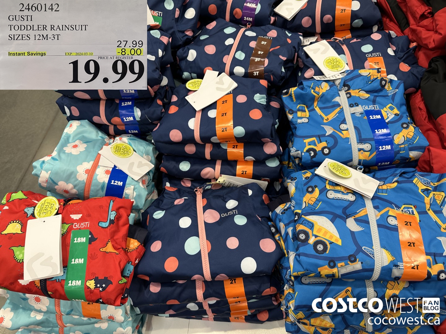 2460142 GUSTI TODDLER RAINSUIT SIZES 12M-3T ($8.00 INSTANT SAVINGS EXPIRES ON 2024-03-10) $19.99