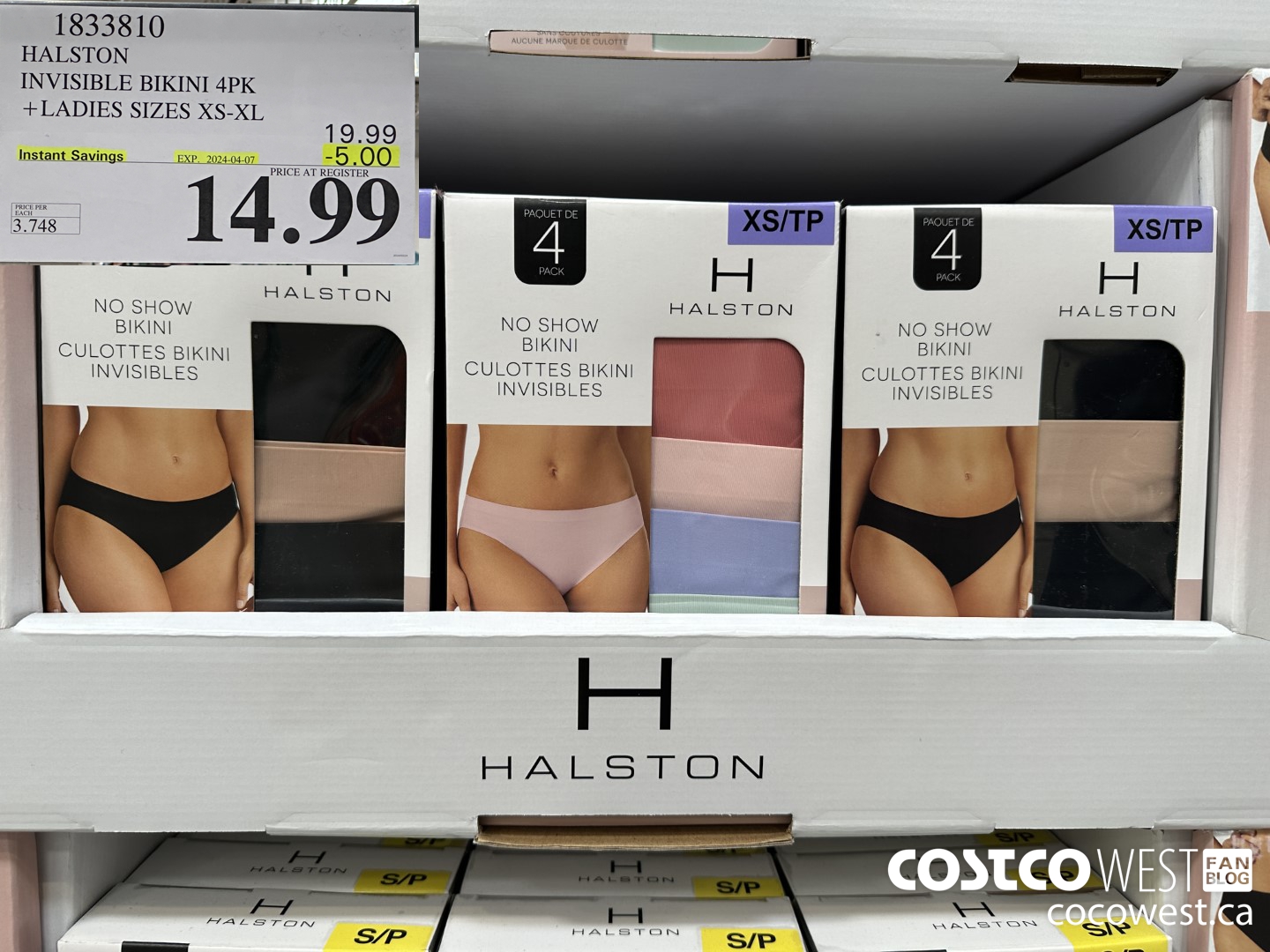 1833810 HALSTON INVISIBLE BIKINI 4PK LADIES SIZES XS-XL ($5.00 INSTANT SAVINGS EXPIRES ON 2024-04-07) $14.99