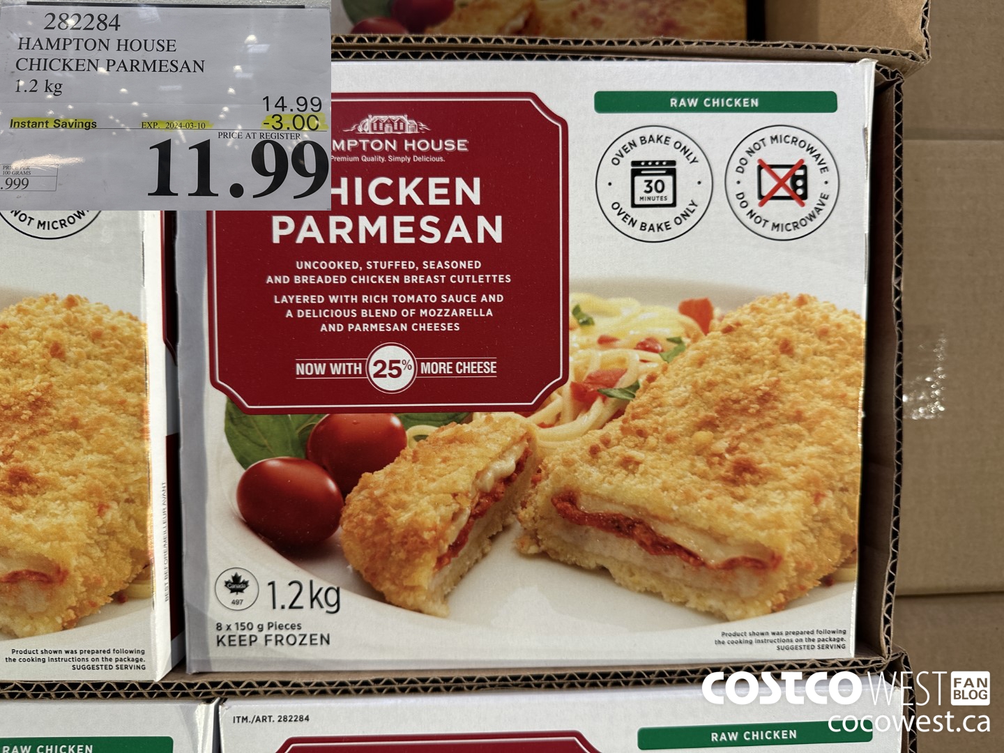 282284 HAMPTON HOUSE CHICKEN PARMESAN 1.2 kg ($3.00 INSTANT SAVINGS EXPIRES ON 2024-03-10) $11.99
