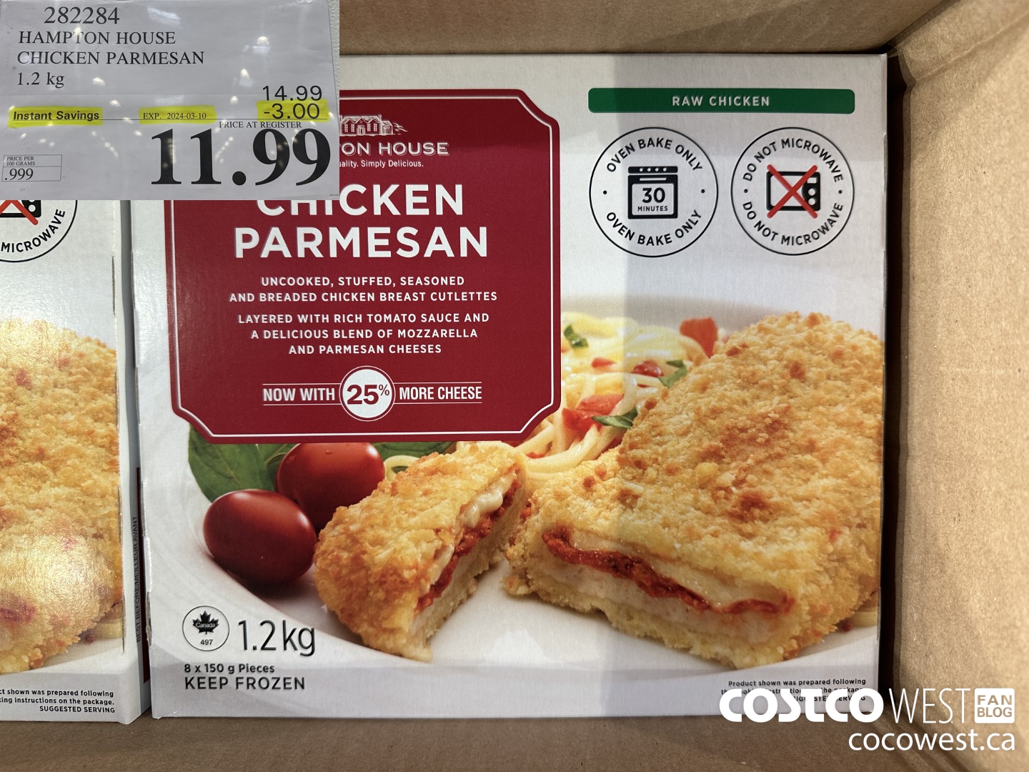 282284 HAMPTON HOUSE CHICKEN PARMESAN 1.2 kg ($3.00 INSTANT SAVINGS EXPIRES ON 2024-03-10) $11.99