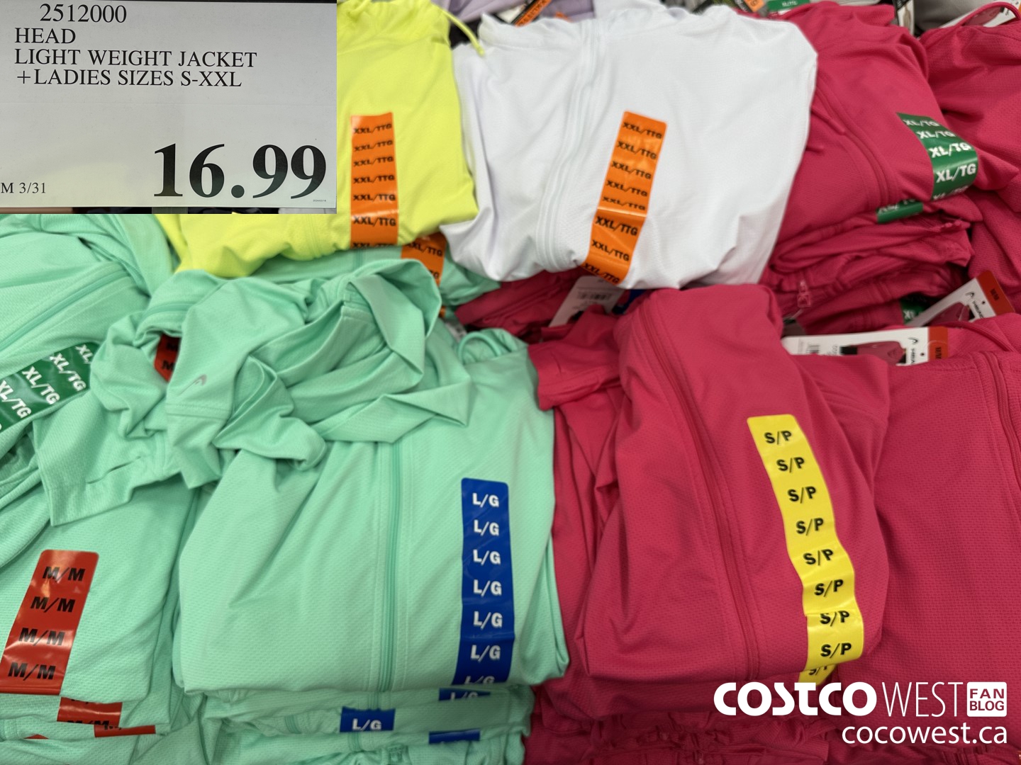 2512000 HEAD LIGHT WEIGHT JACKET LADIES SIZES S-XXL $16.99