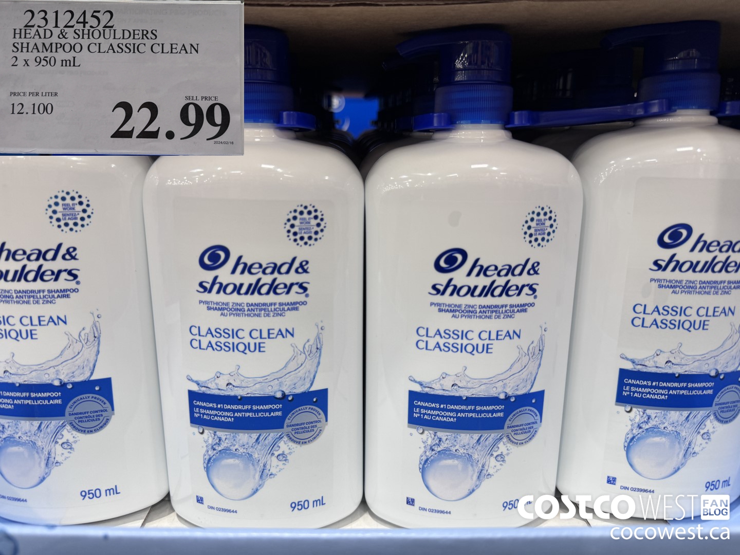 2312452 HEAD & SHOULDERS SHAMPOO CLASSIC CLEAN 2 X 950 ML $22.99