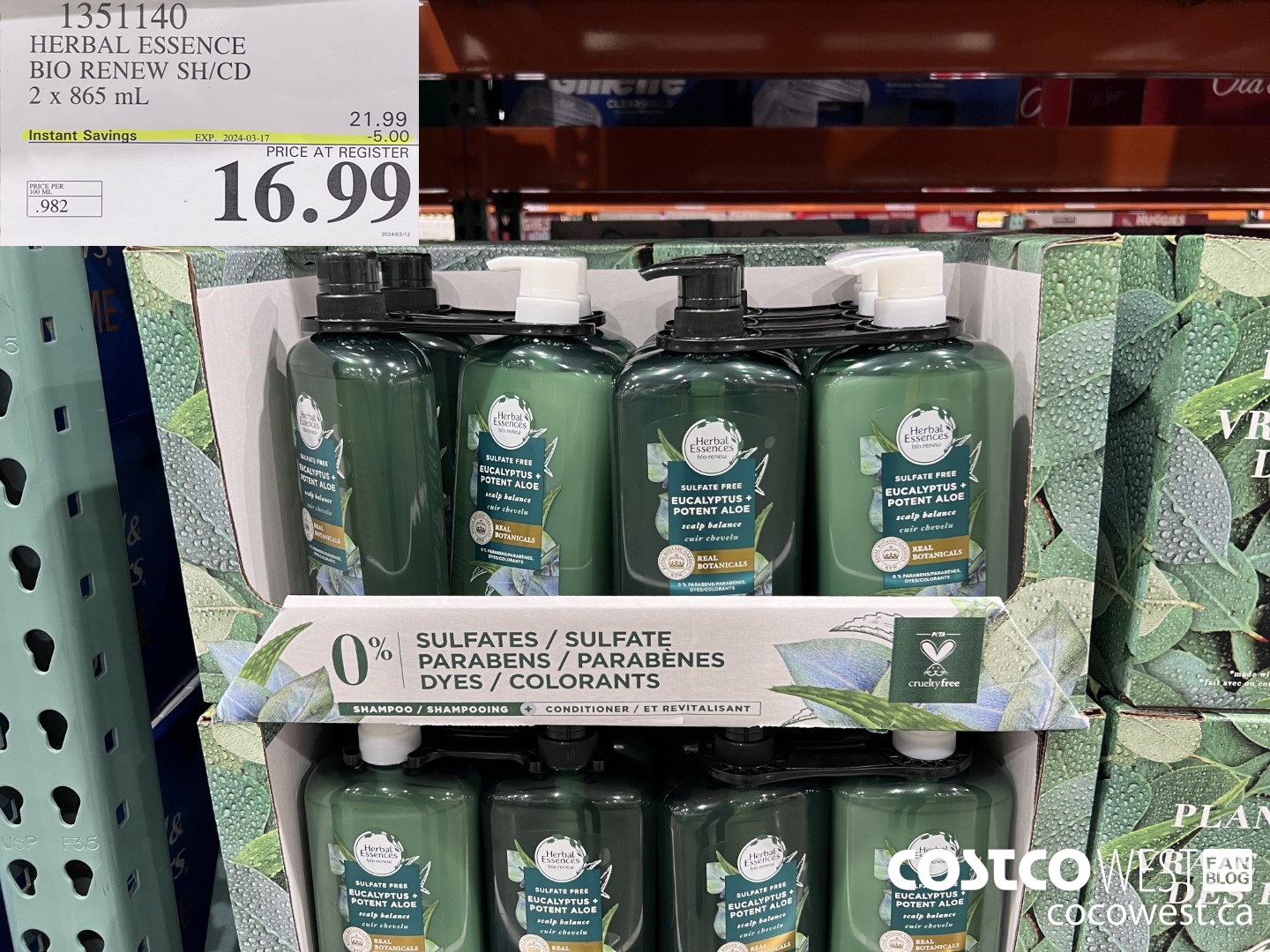 1351140 HERBEL ESSENCE BIO RENES SH/CD 2 X 865 ML ($5.00 INSTANT SAVINGS EXPIRES ON 2024-03-17) $16.99