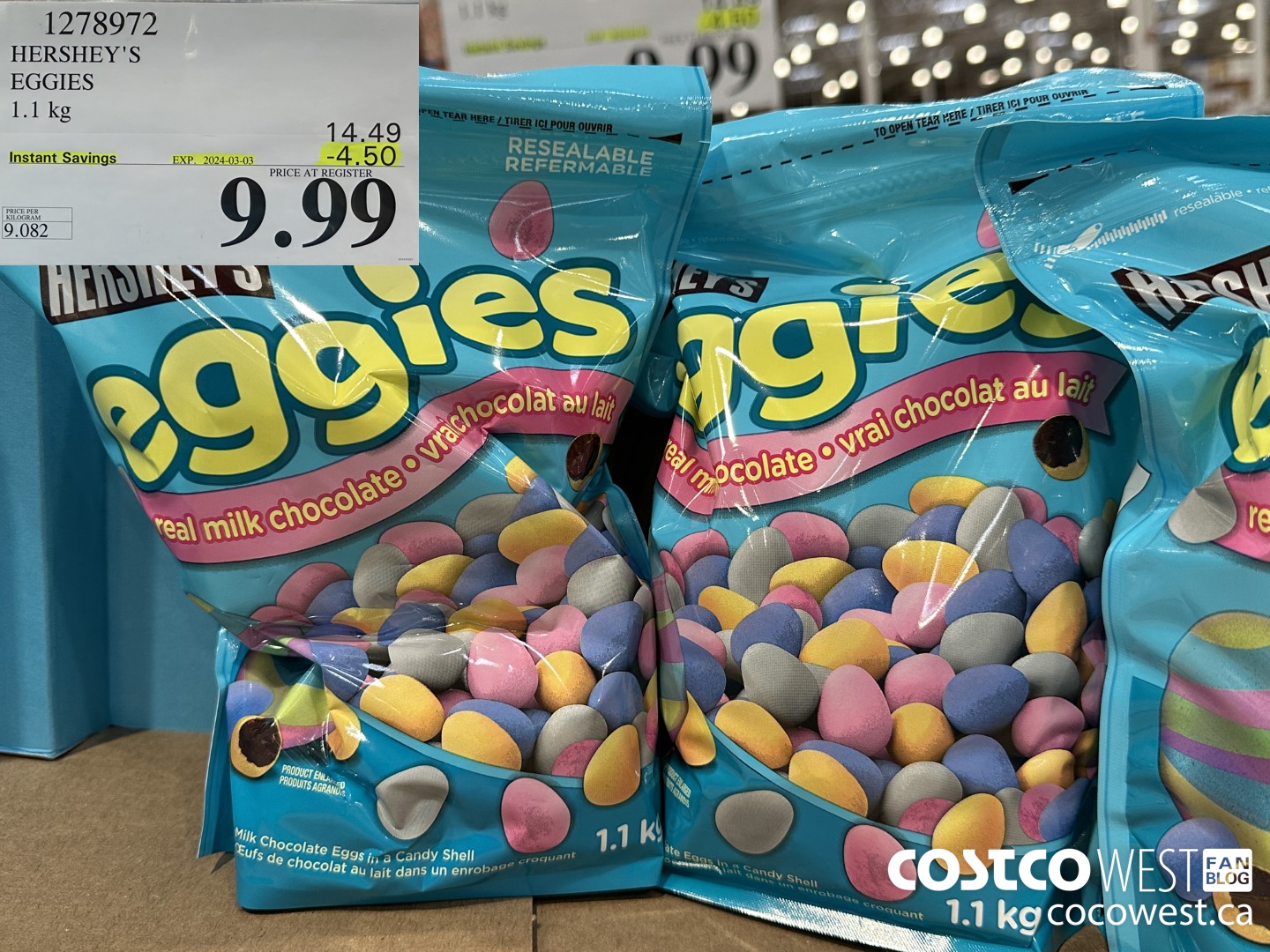 1278972 HERSHEY'S EGGIES 1.1KG ($4.50 INSTANT SAVINGS EXPIRES ON 2024-03-03) $9.99