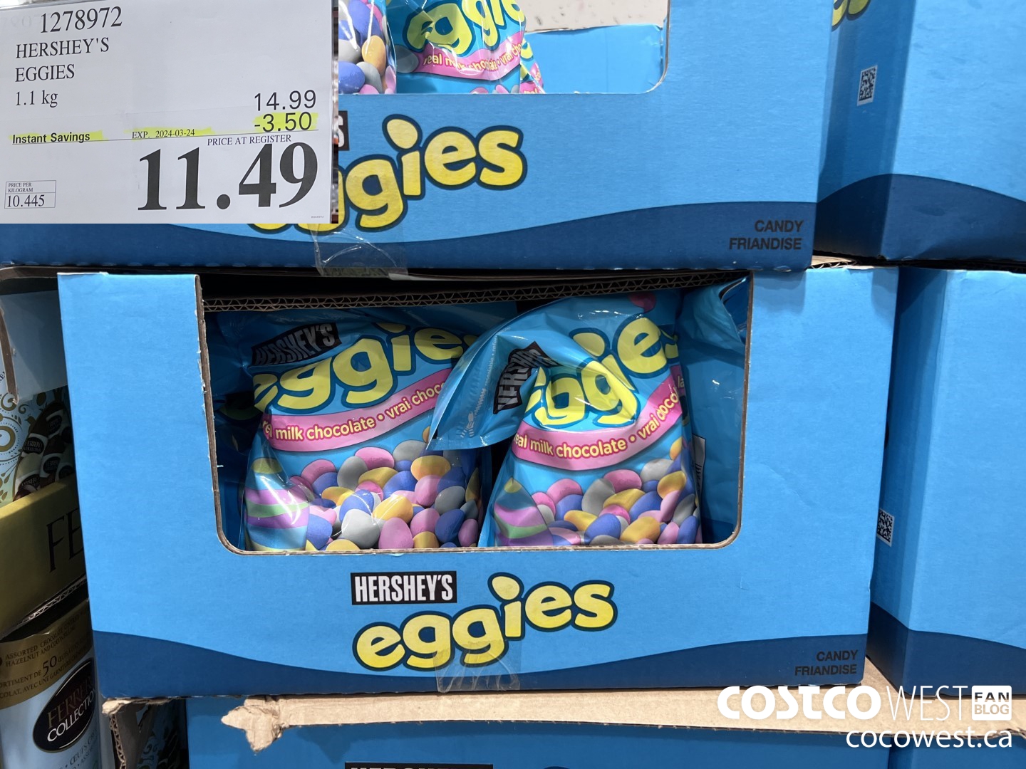 1278972 HERSHEY'S EGGIES 1.1KG ($3.50 INSTANT SAVINGS EXPIRES ON 2024-03-24) $11.49