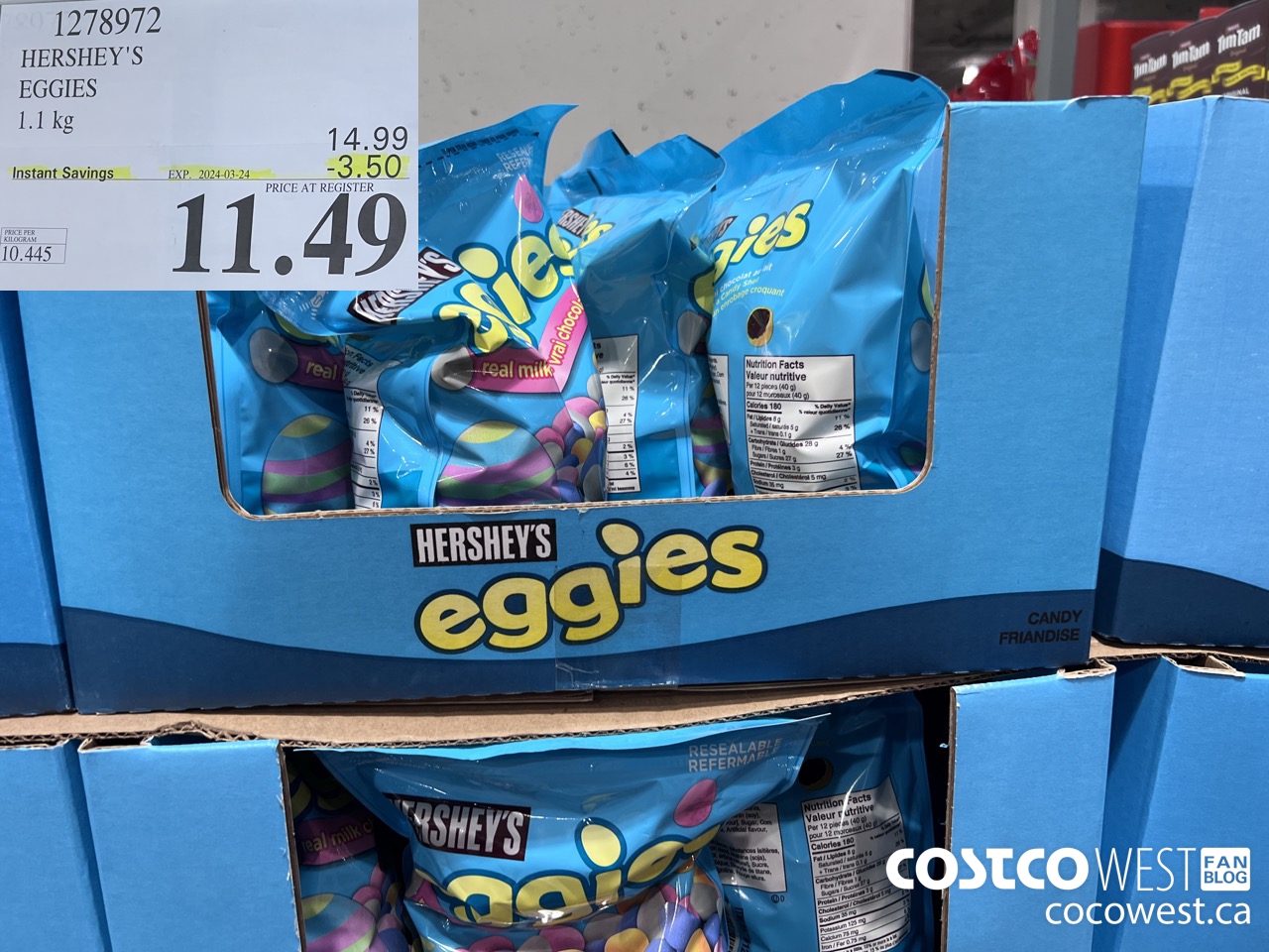 1278972 HERSHEY'S EGGIES 1.1KG ($3.50 INSTANT SAVINGS EXPIRES ON 2024-03-24) $11.49