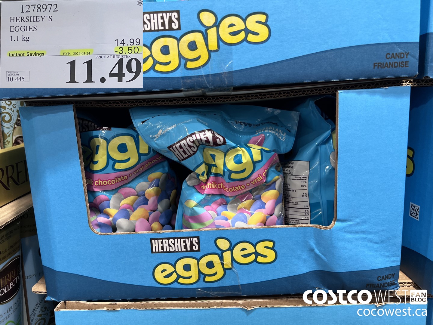 1278972 HERSHEY'S EGGIES 1.1KG ($3.50 INSTANT SAVINGS EXPIRES ON 2024-03-24) $11.49