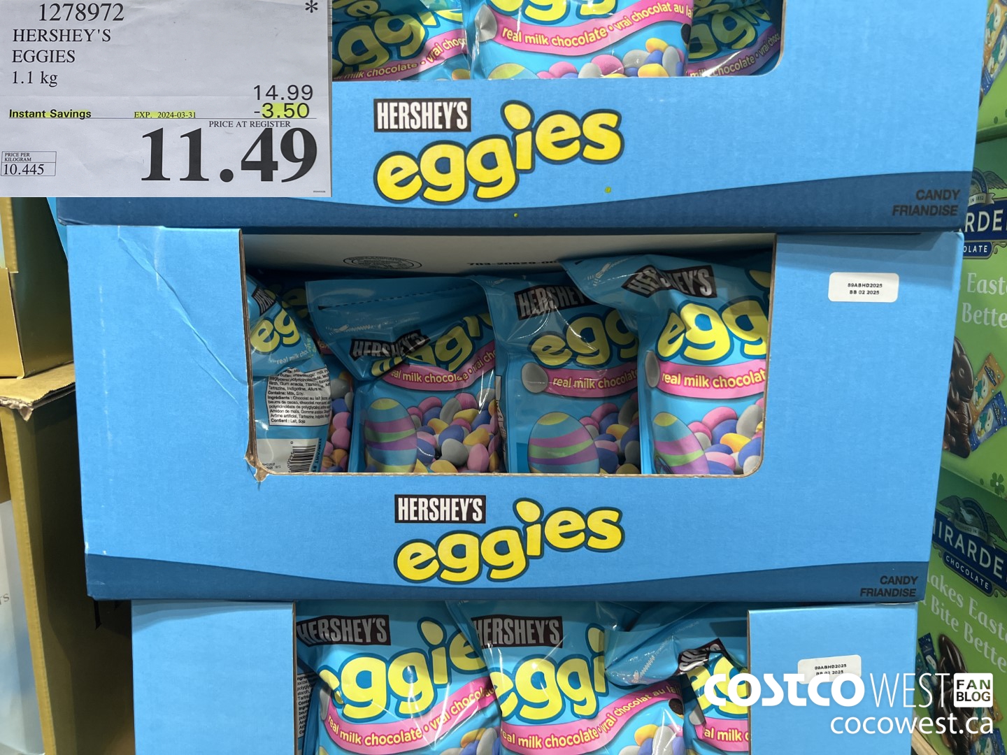 1278972 HERSHEY'S EGGIES 1.1KG ($3.50 INSTANT SAVINGS EXPIRES ON 2024-03-31) $11.49