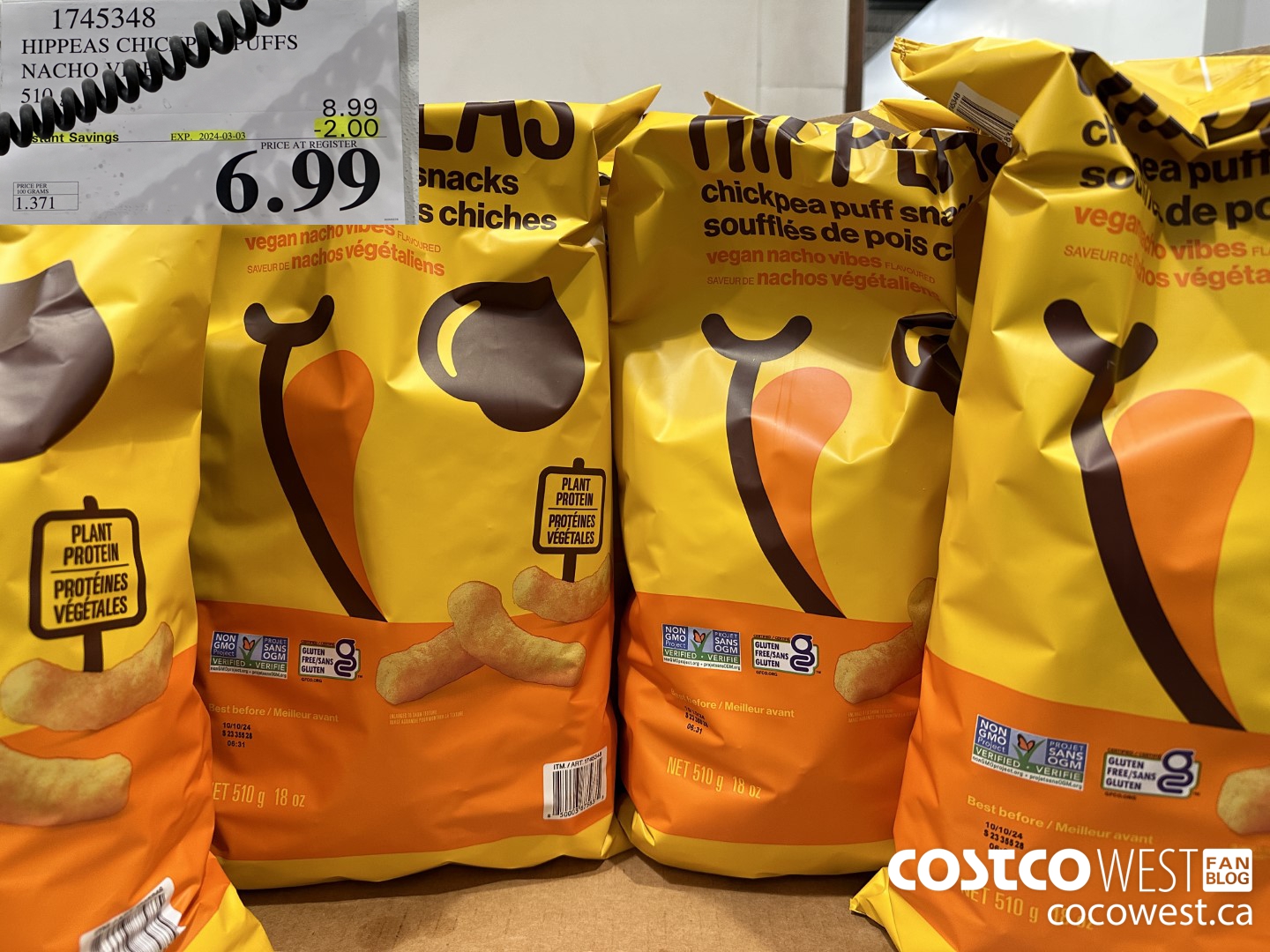 1745348 HIPPEAS CHICKPEA PUFFS NACHO VIBES 510G ($2.00 INSTANT SAVINGS EXPIRES ON 2024-03-03) $6.99