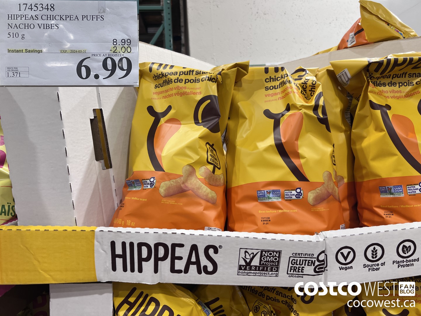 1745348 HIPPEAS CHICKPEA PUFFS NACHO VIBES 510G ($2.00 INSTANT SAVINGS EXPIRES ON 2024-03-31) $6.99