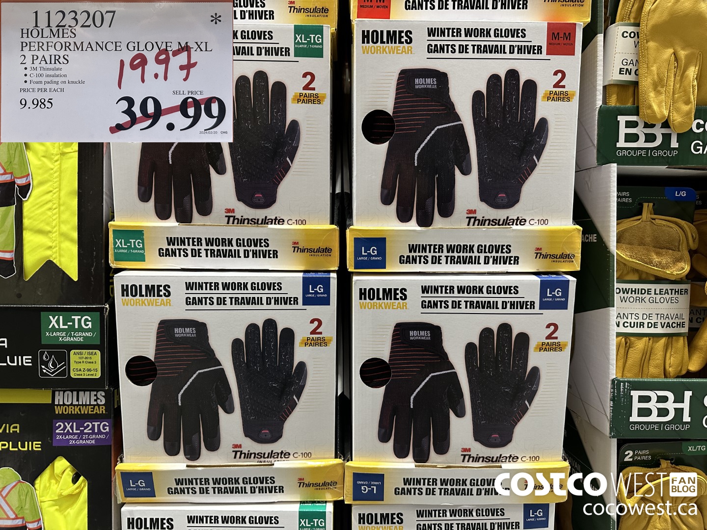 1123207 HOLMES PERFORMANCE GLOVE M-XL 2 PAIRS $19.97