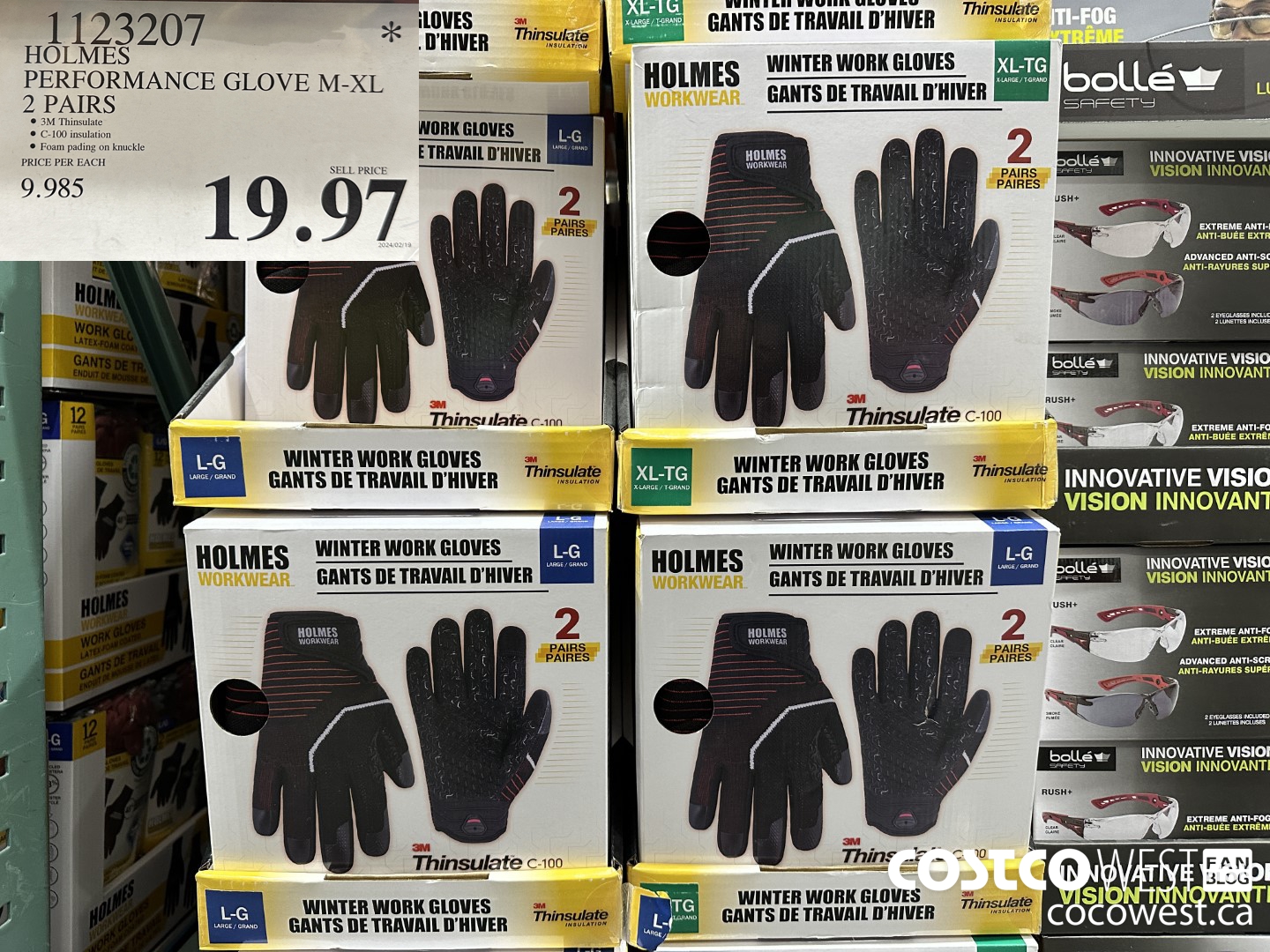 1123207 HOLMES PERFORMANCE GLOVE M-XL 2 PAIRS $19.97