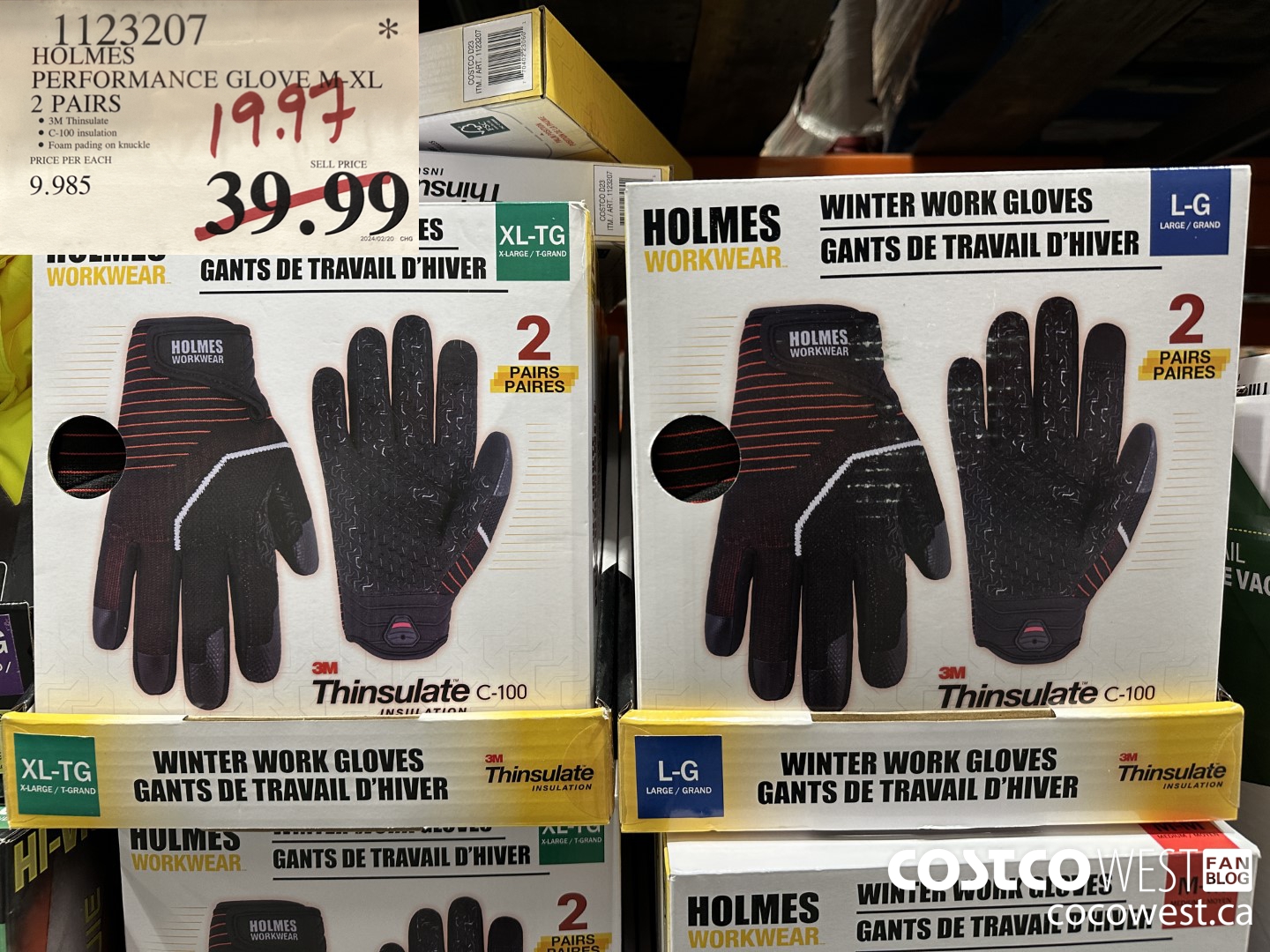 1123207 HOLMES PERFORMANCE GLOVE M-XL 2 PAIRS $19.97