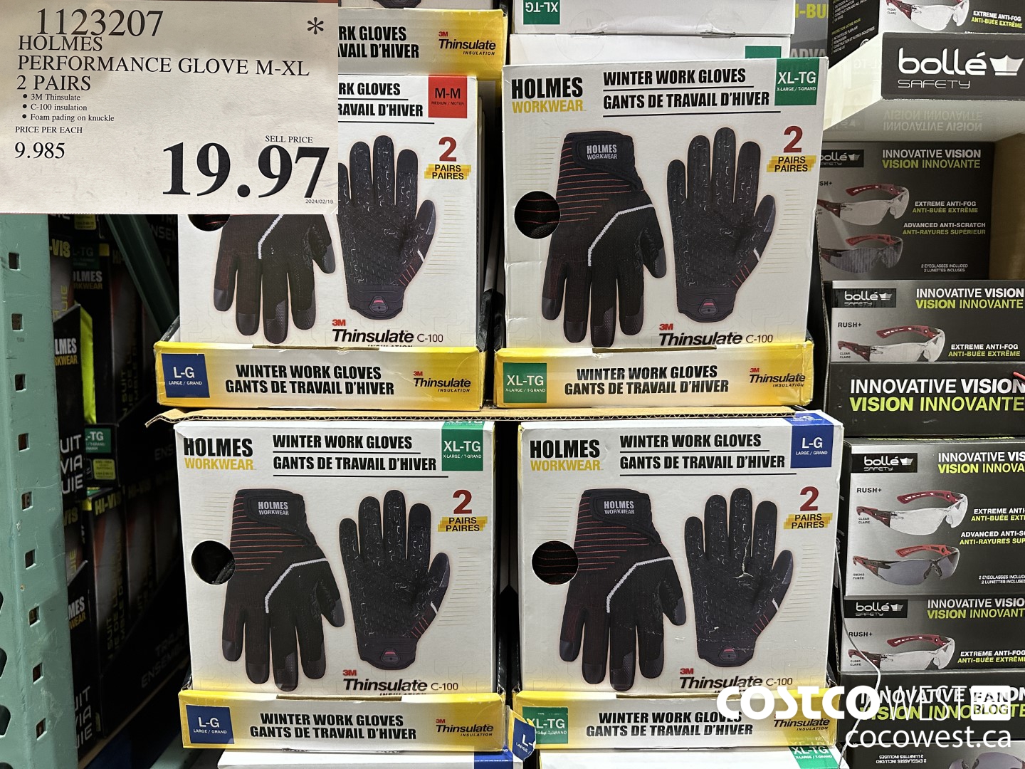 1123207 HOLMES PERFORMANCE GLOVE M-XL 2 PAIRS $19.97