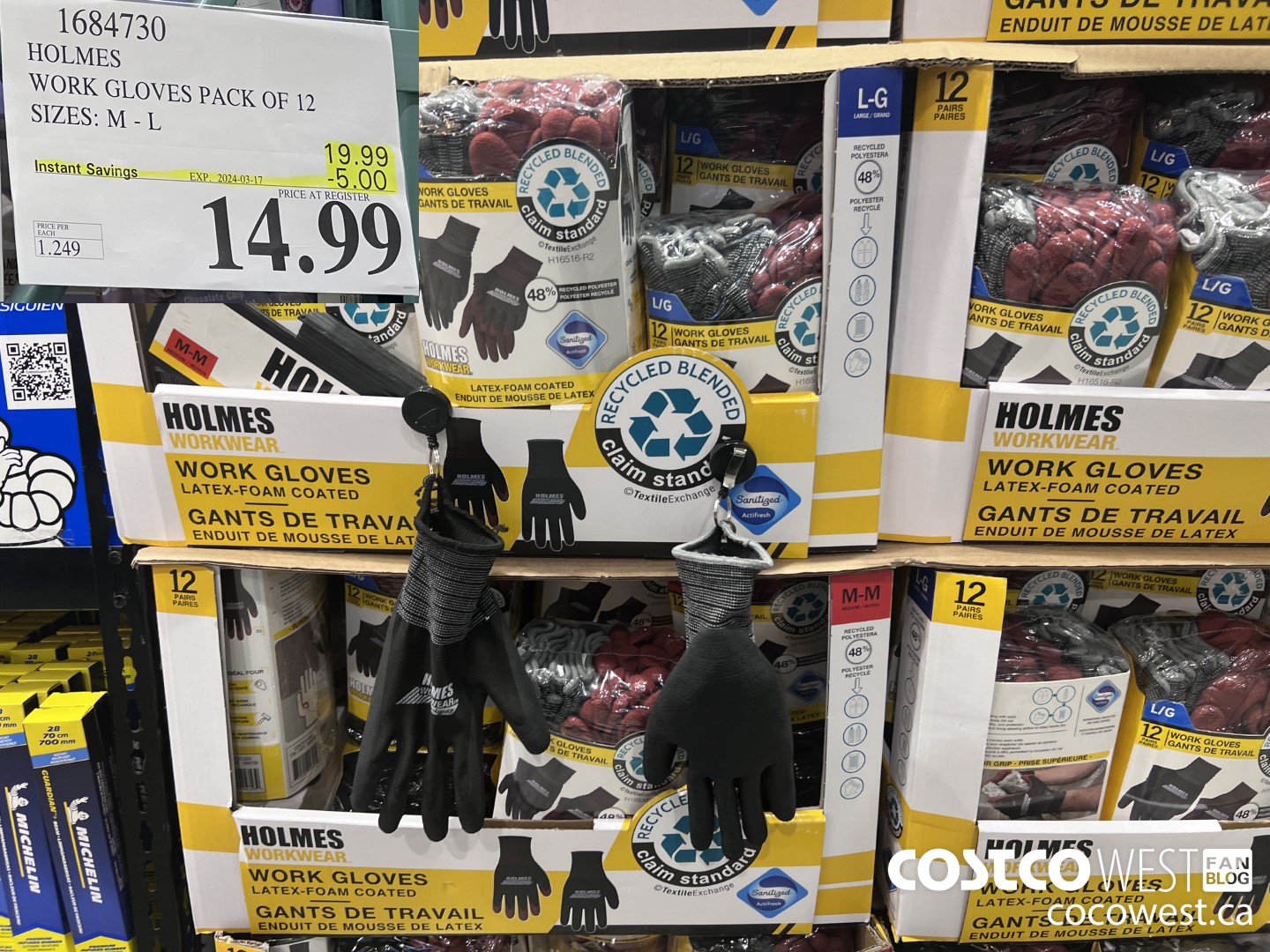 1684730 HOLMES WORK GLOVES PACK OF 12 SIZES: M-L ($5.00 INSTANT SAVINGS EXPIRES ON 2024-03-17) $14.99