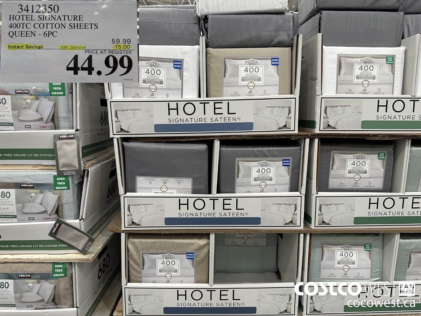 3412350 HOTEL SIGNATURE 400TC COTTON SHEETS QUEEN 6PC ($15.00 INSTANT SAVINGS EXPIRES ON 2024-03-03) $44.99