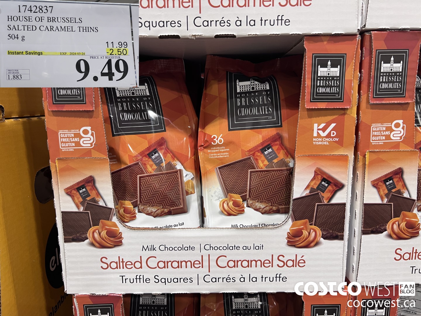 1742837 HOUSE OF BRUSSELS SALTED CARAMEL THINS 504 g ($2.50 INSTANT SAVINGS EXPIRES ON 2024-03-24) $9.49
