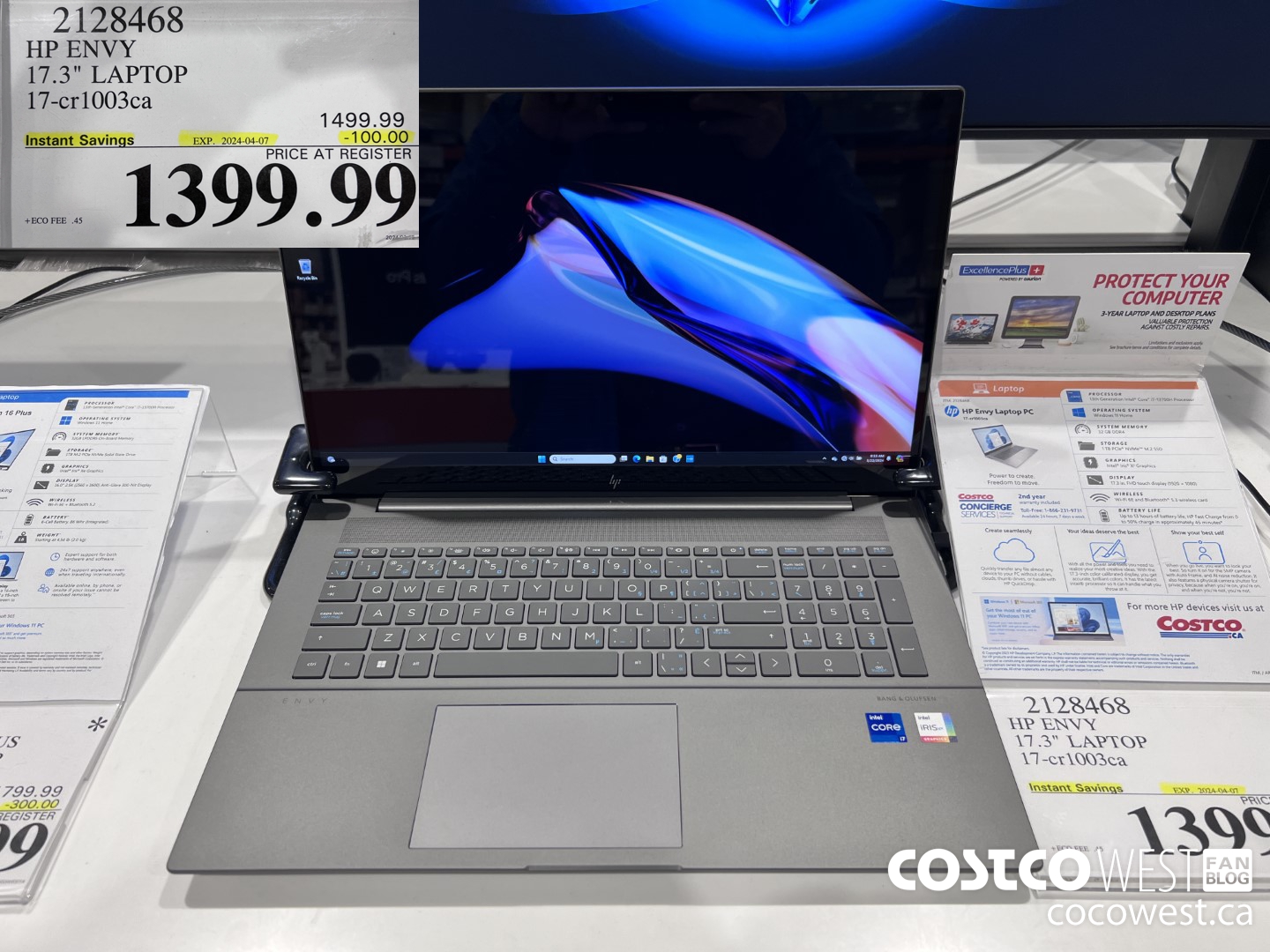 2128468 HP ENVY 17.3IN LAPTOP COMPUTER 17-CR1003CA ($100.00 INSTANT SAVINGS EXPIRES ON 2024-04-07) $1399.99