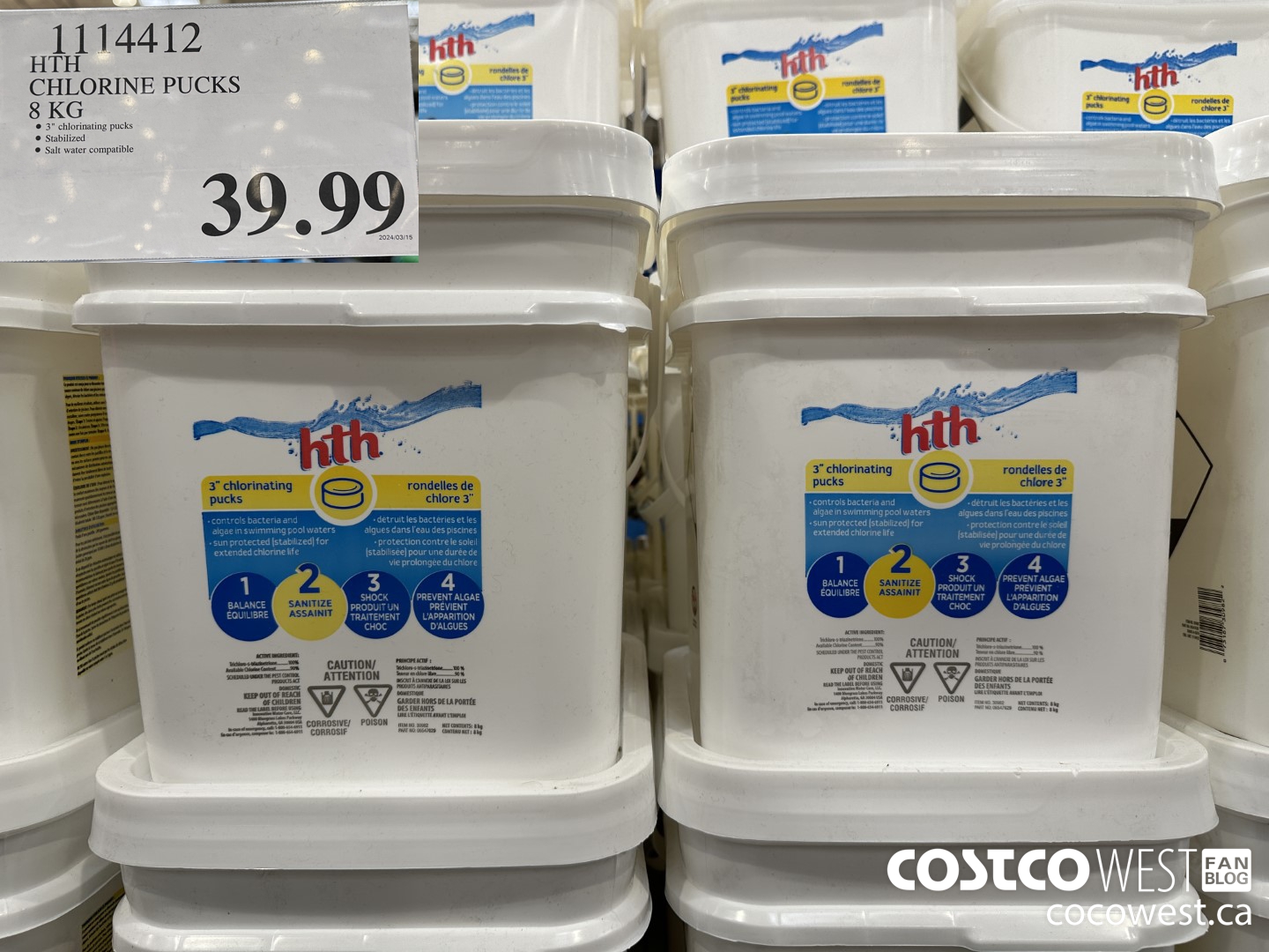 1114412 HTH CHLORINE PUCKS 8 KG $39.99