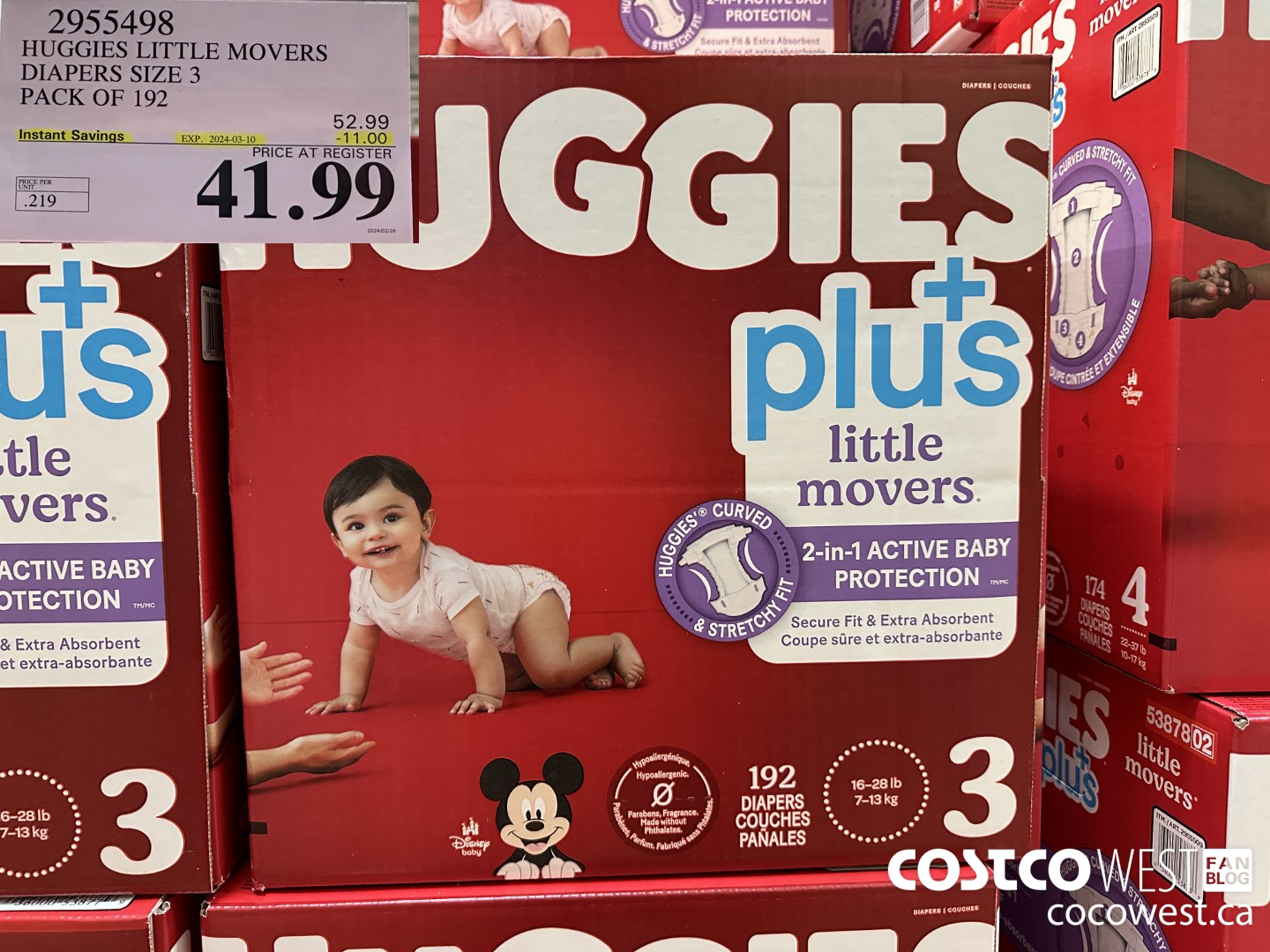 2955498 HUGGIES LITTLE MOVERS DIAPERS SIZE 3 PACK OF 192 ($11.00 INSTANT SAVINGS EXPIRES ON 2024-03-10) $41.99