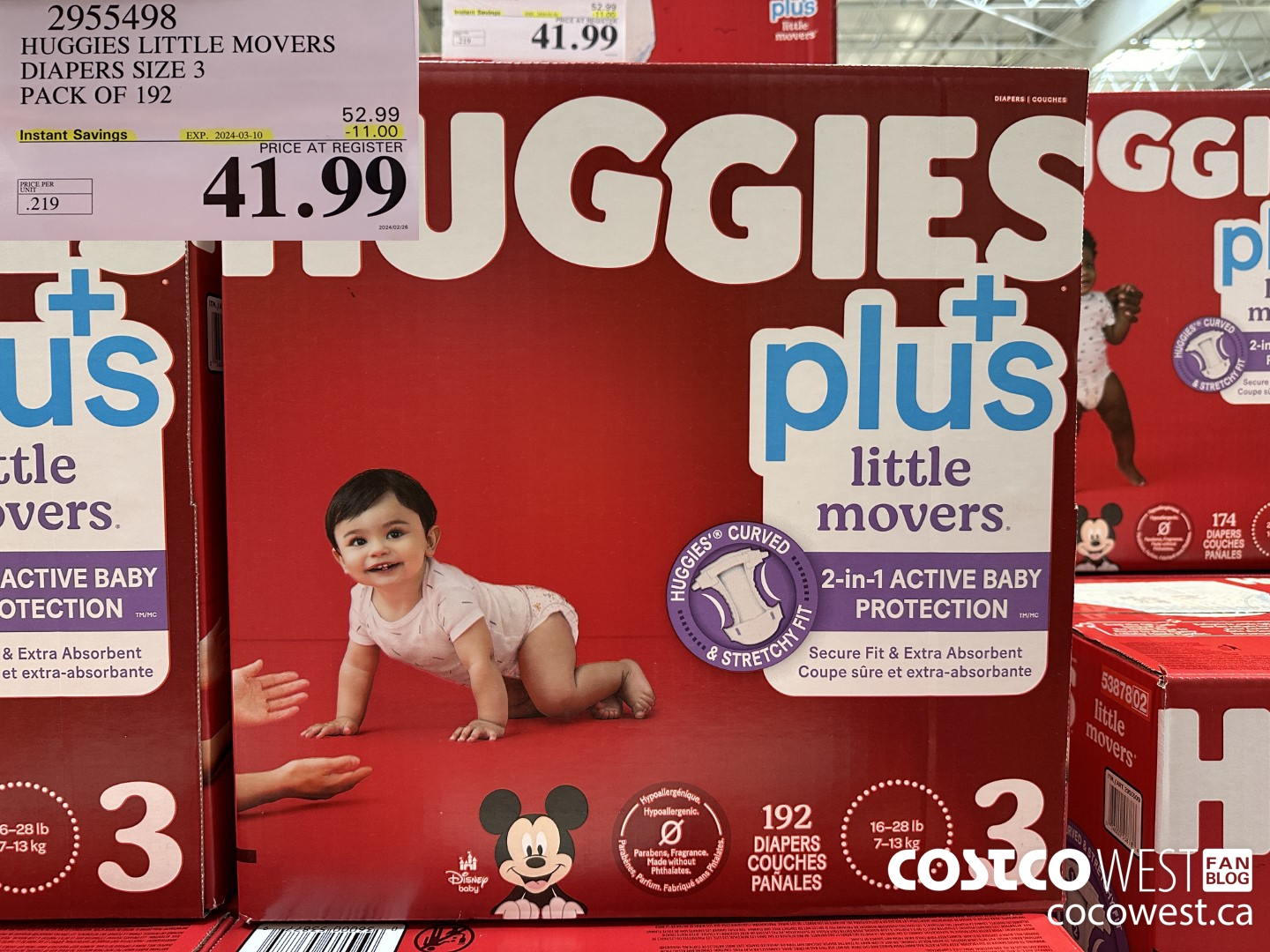 2955498 HUGGIES LITTLE MOVERS DIAPERS SIZE 3 PACK OF 192 ($11.00 INSTANT SAVINGS EXPIRES ON 2024-03-10) $41.99