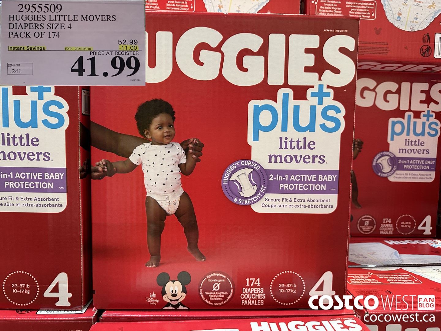2955509 HUGGIES LITTLE MOVERS DIAPERS SIZE 4 PACK OF 174 ($11.00 INSTANT SAVINGS EXPIRES ON 2024-03-10) $41.99
