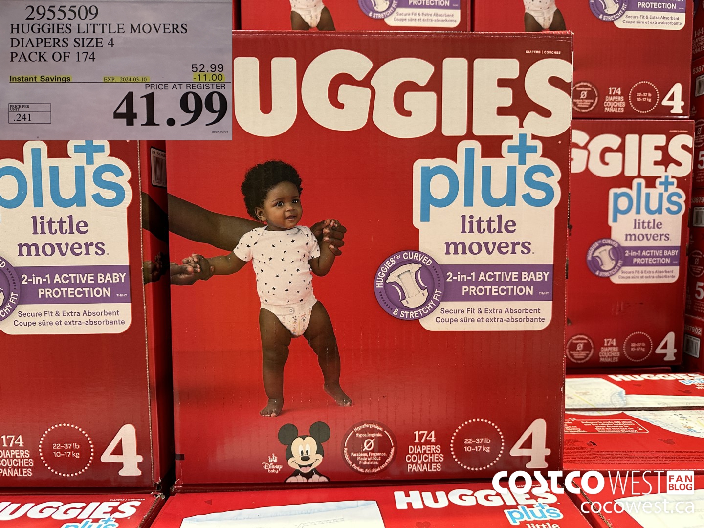 2955509 HUGGIES LITTLE MOVERS DIAPERS SIZE 4 PACK OF 174 ($11.00 INSTANT SAVINGS EXPIRES ON 2024-03-10) $41.99