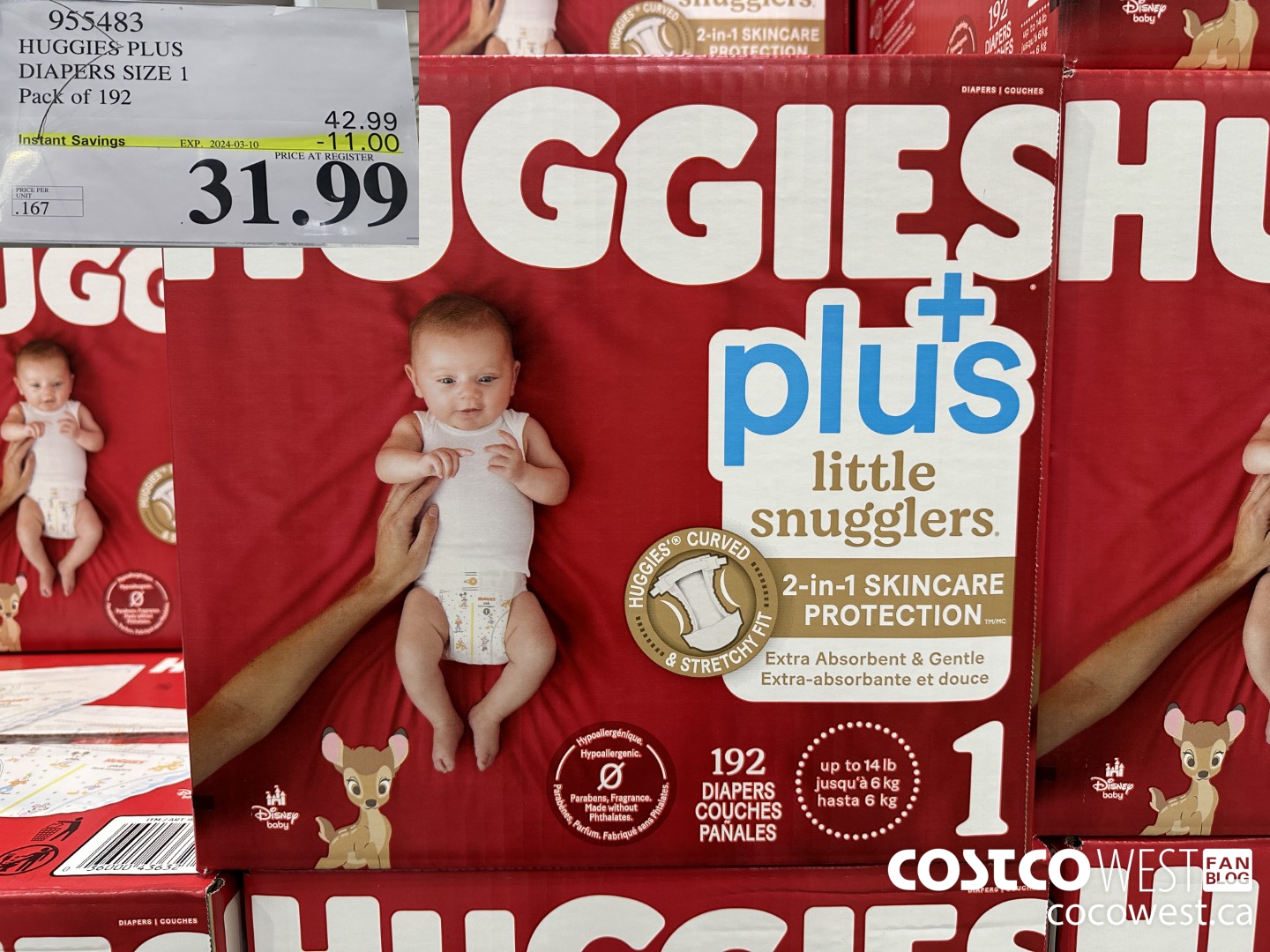 955483 HUGGIES LITTLE SNUGGLE SIZE 1 DIAPERS PACK OF 192 ($11.00 INSTANT SAVINGS EXPIRES ON 2024-03-10) $31.99
