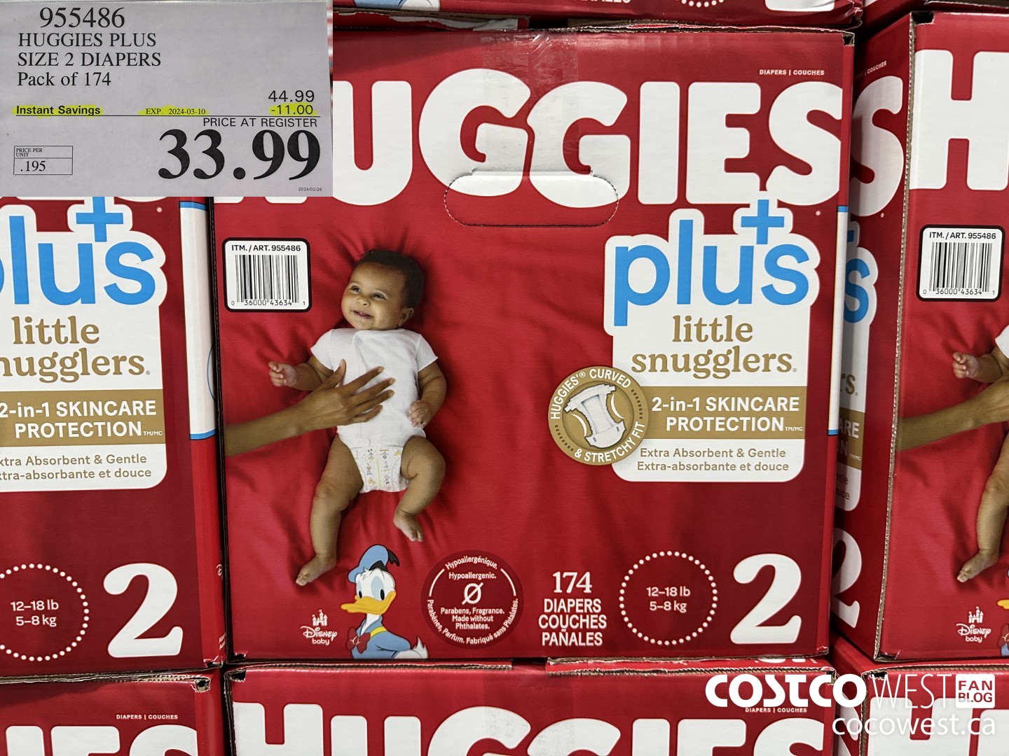 955486 HUGGIES LITTLE SNUGGLE SIZE 2 DIAPERS PACK OF 174 ($11.00 INSTANT SAVINGS EXPIRES ON 2024-03-10) $33.99