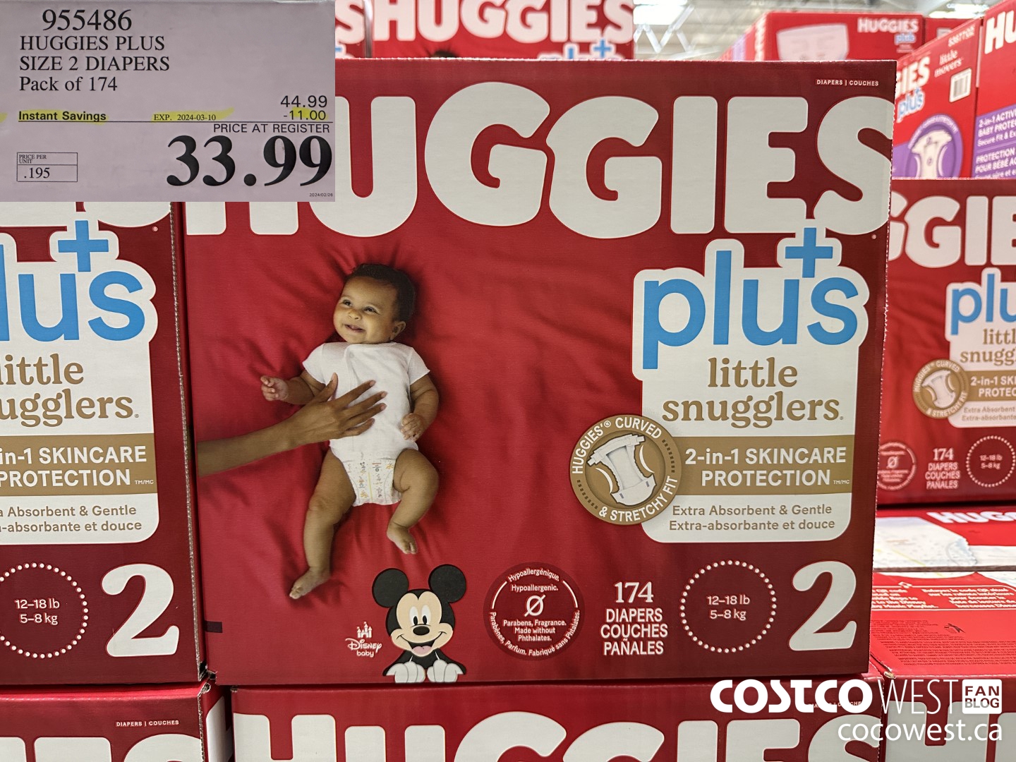 955486 HUGGIES LITTLE SNUGGLE SIZE 2 DIAPERS PACK OF 174 ($11.00 INSTANT SAVINGS EXPIRES ON 2024-03-10) $33.99