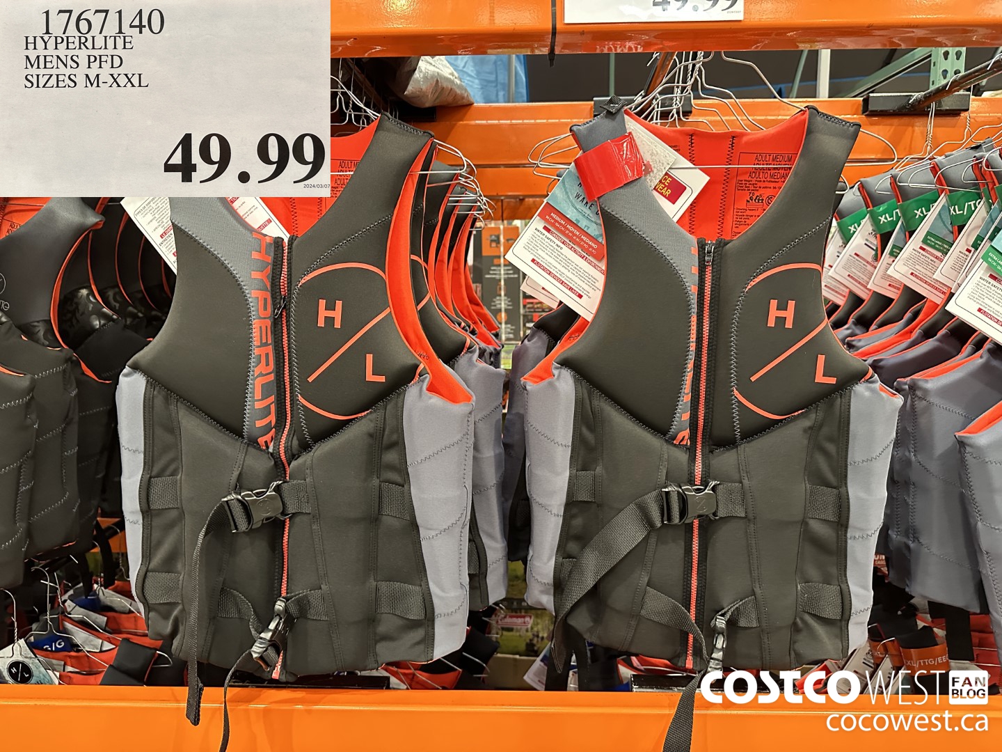 1767140 HYPERLITE MENS PFD SIZES M-XXL $49.99
