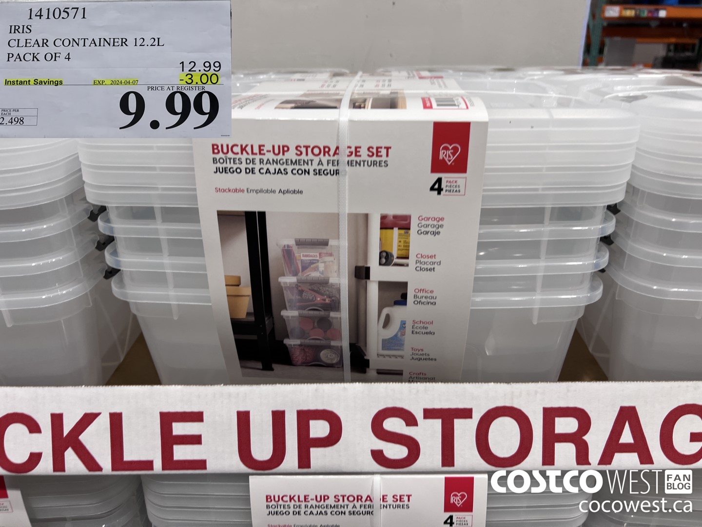 1410571 IRIS CLEAR CONTAINER 12.2L PACK OF 4 ($3.00 INSTANT SAVINGS EXPIRES ON 2024-04-07) $9.99