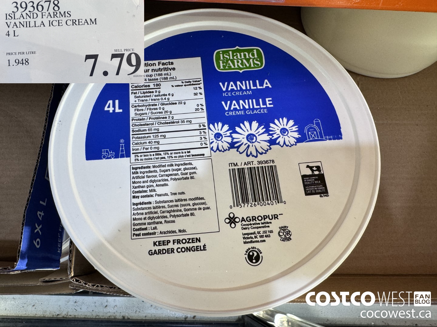 393678 ISLAND FARMS VANILLA ICE CREAM 4L $7.79