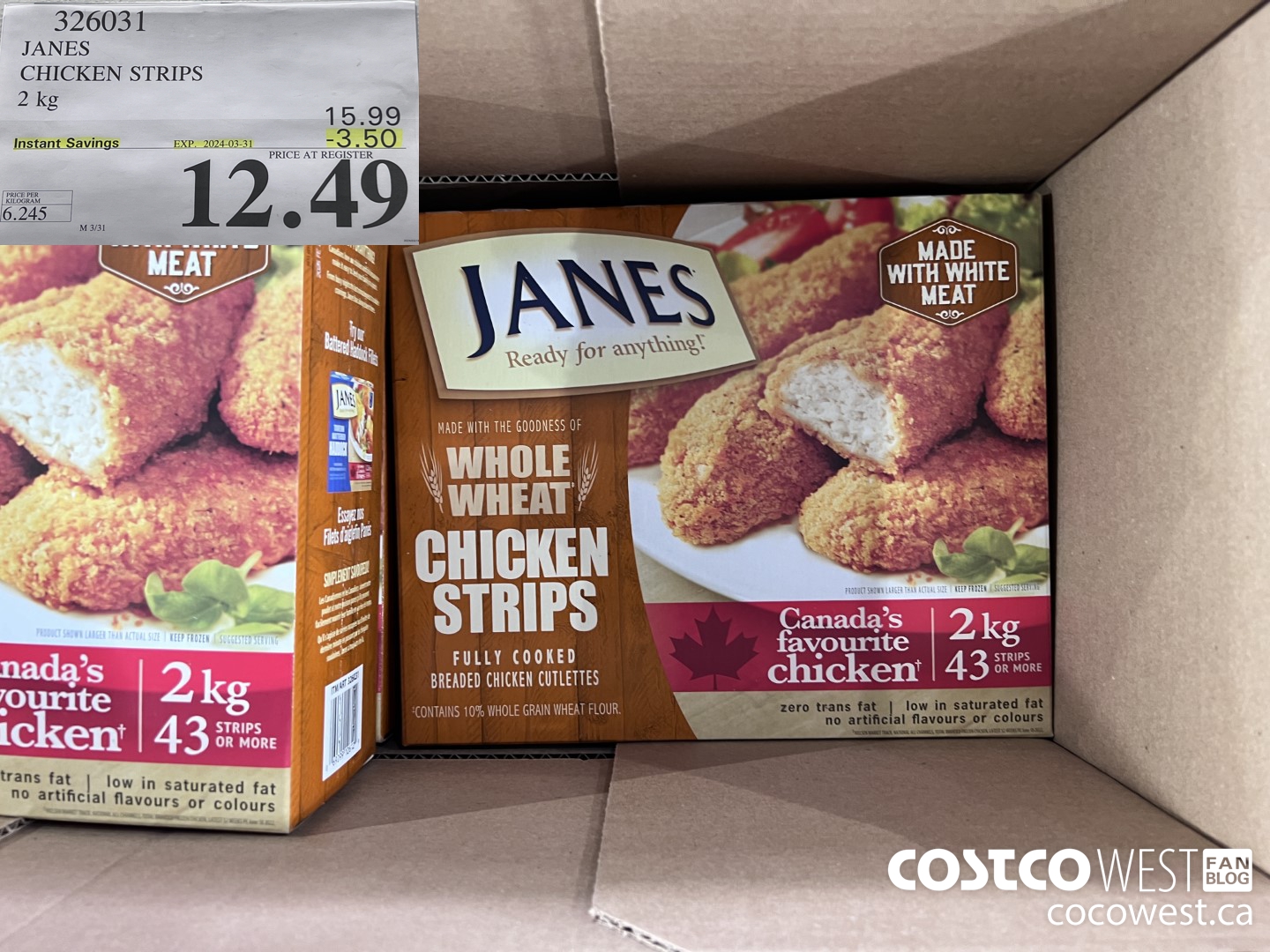 326031 JANES CHICKEN STRIPS 2 kg ($3.50 INSTANT SAVINGS EXPIRES ON 2024-03-31) $12.49
