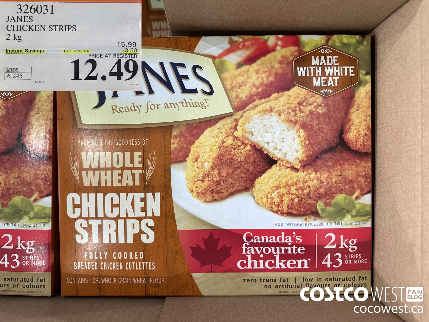 326031 JANES CHICKEN STRIPS 2 kg ($3.50 INSTANT SAVINGS EXPIRES ON 2024-03-31) $12.49