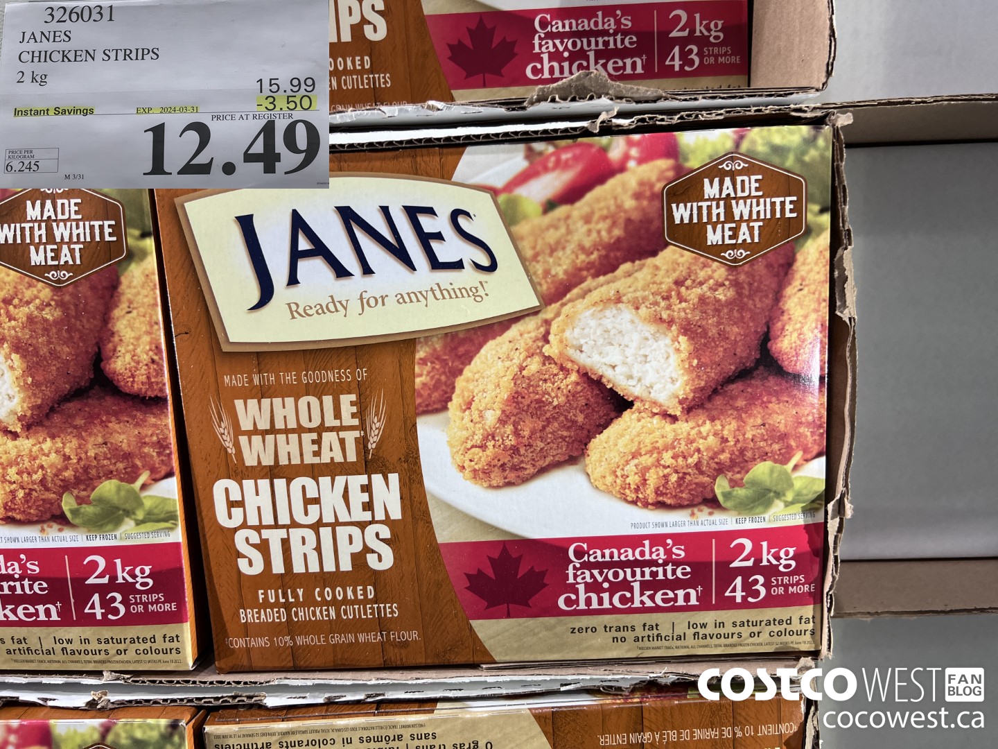 326031 JANES CHICKEN STRIPS 2 kg ($3.50 INSTANT SAVINGS EXPIRES ON 2024-03-31) $12.49